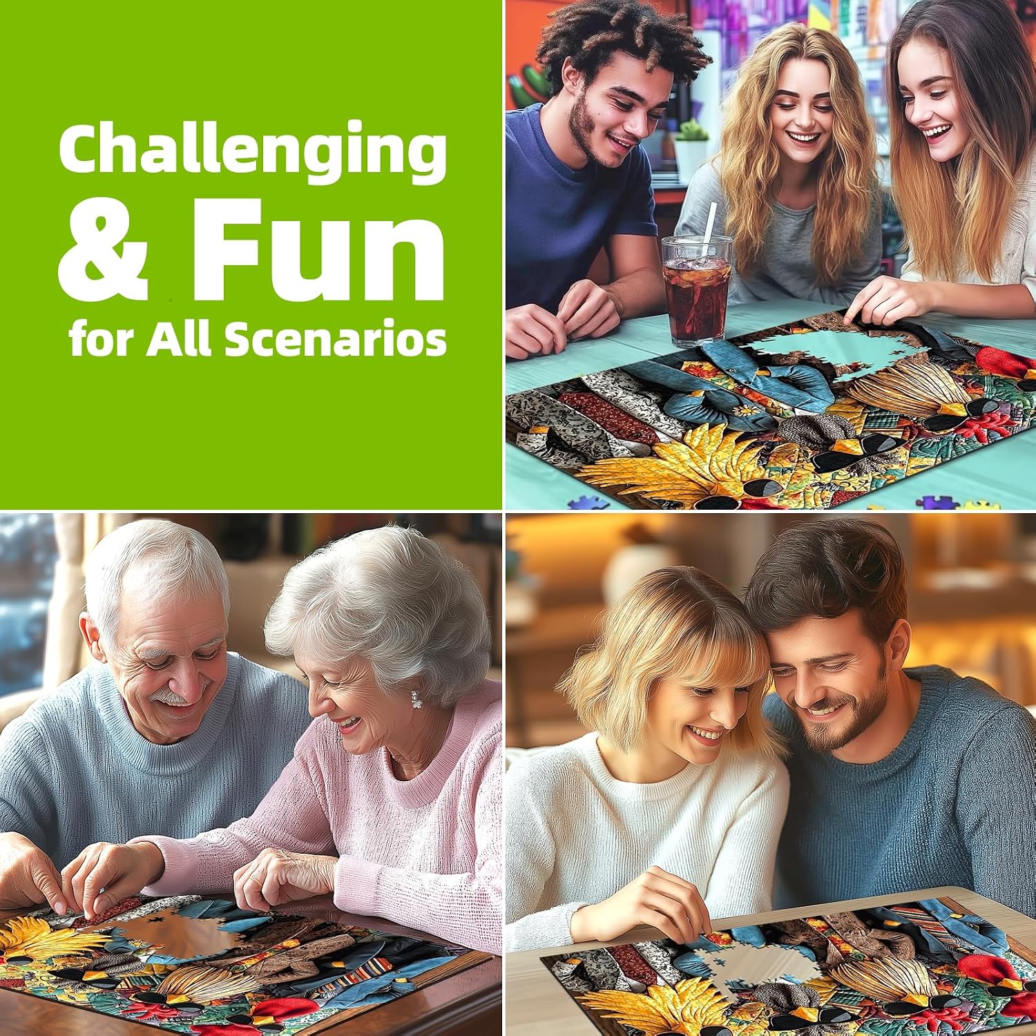 Chicken Puzzles for Adults 500 Pieces, MisPuz Chicken Jigsaw Puzzles, Funny Chicken Family Puzzle, Colorful Rooster Puzzle Jigsaw Puzzles, Funny Puzzles for Solo and Family Entertainment, 20x20 in