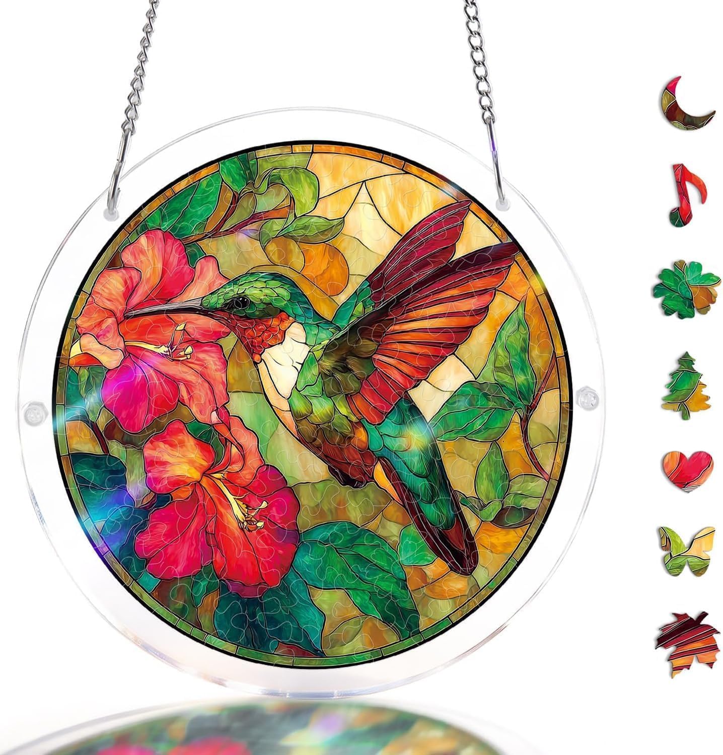 Acrylic Puzzle Suncatcher,83 Pieces Sun Catcher Stained Glass Acrylic Puzzle Decoration for Home Decor Birthday Women Men Mom (Chasing the Sun Sea) — view 15