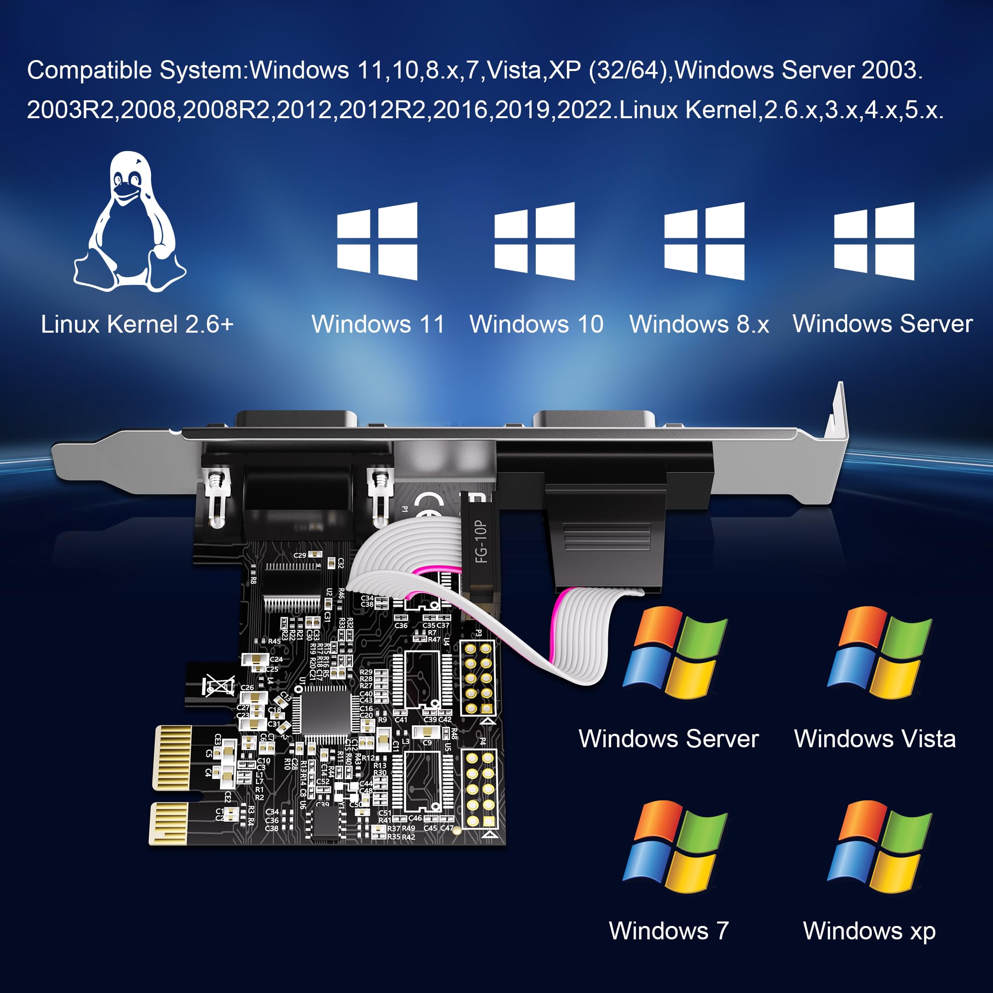 Amazon.com: BZIZU 2-Port PCIe RS-232 DB9 Serial Port Card