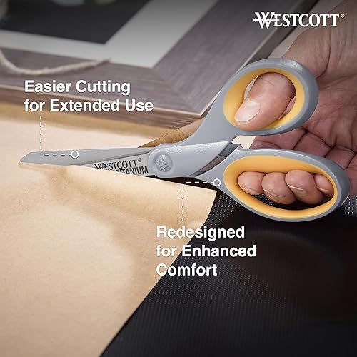 Miniatura 3 de Westcotts 13901 Tijeras rectas de titanio de 8.0 in, 92DB, grisamarillo, 4 tijeras