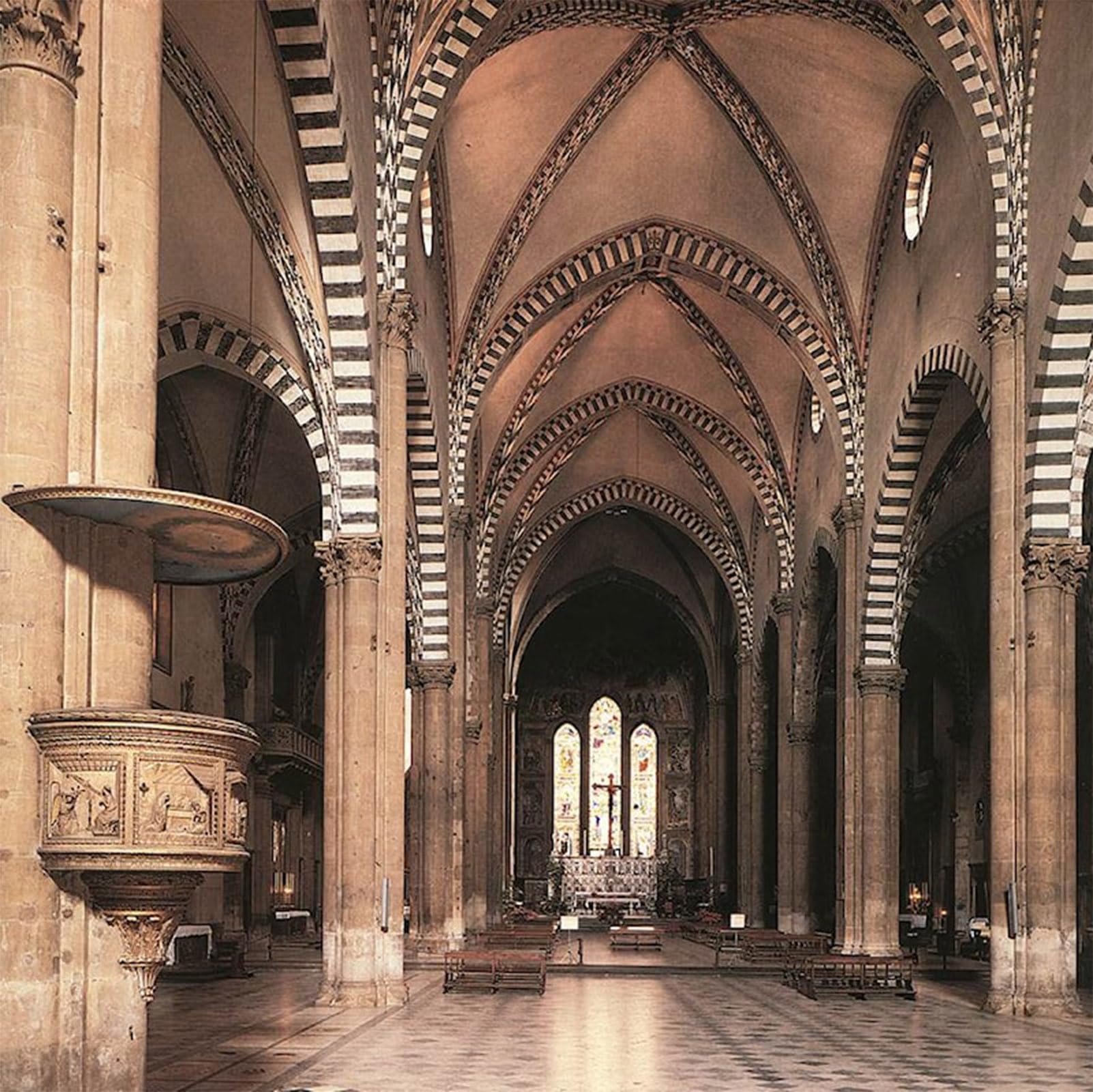 SERENDIPITP Aesthetic Poster Photo Wall Print Retro Picture View Along the Nave to the Tornabuoni Chapel by Domenico Ghirlandaio Modern Wall Artwork for Home Decor 60x90cm