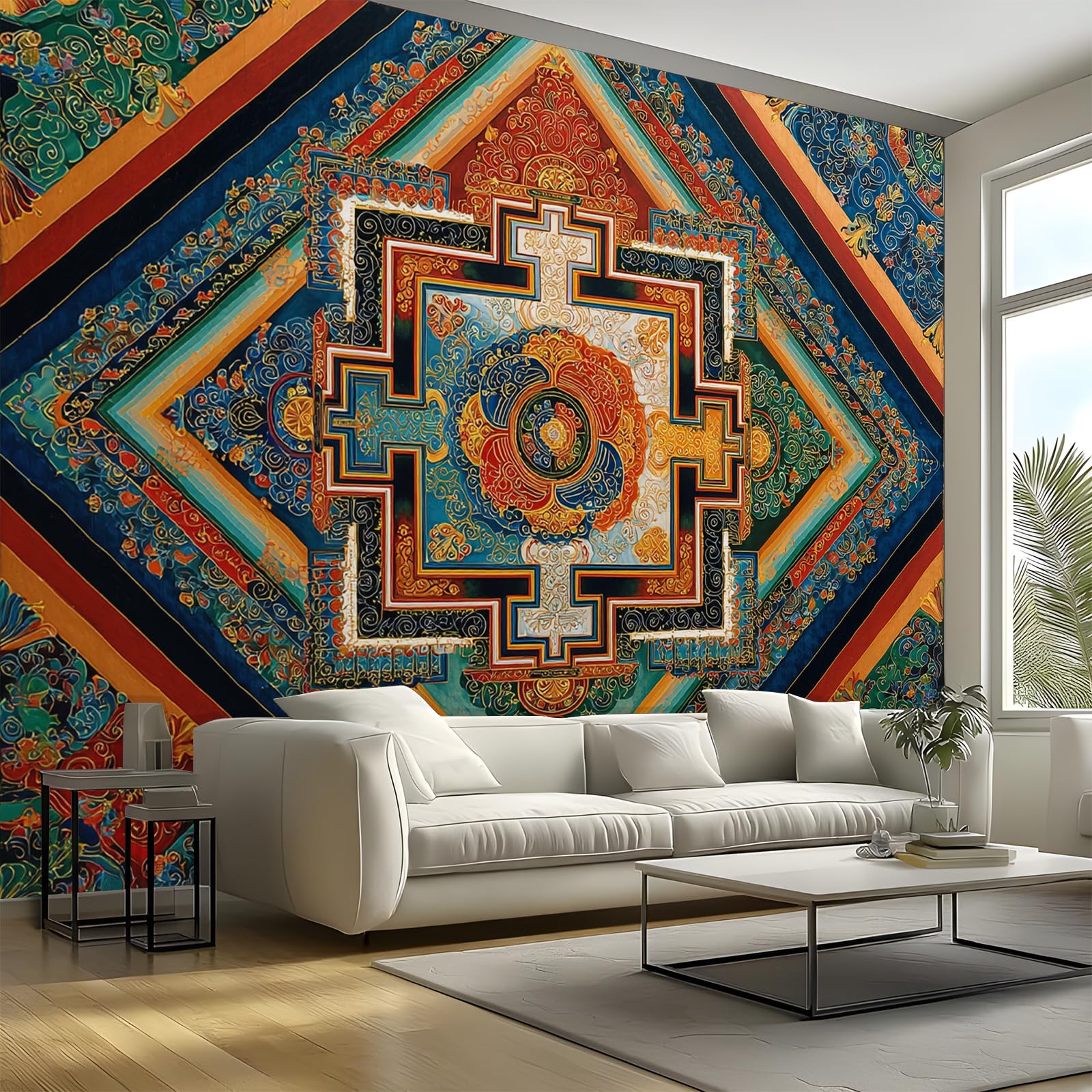 Poster mural mandala bohème pour créer un salon zen et chaleureux