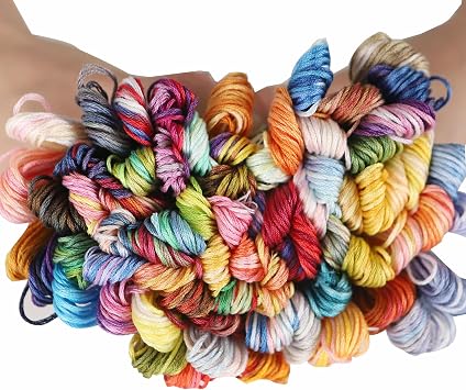 70pcs/Set 8m/Floss No.25 26S/2 Variegated Cotton Floss for Hand Embroidery Cross Stitching DIY Craft Colorfast
