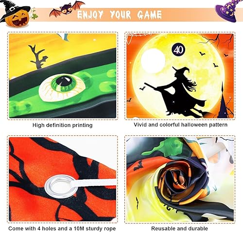 Miniatura 4 de Juegos de Halloween, divertido juego de lanzamiento, con 4 bolsas de frijoles, diseño clásico, pancarta premium, accesorios, bolsa de