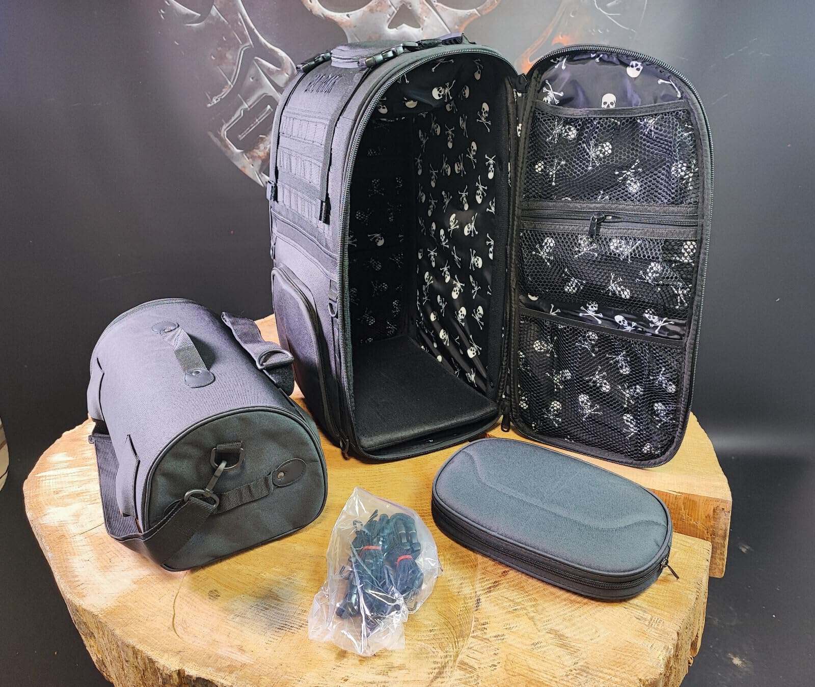 Reisetasche Bag-Rock XL 60L kompatibel mit Harley Davidson Bobber HD Custom Chopper schwarz Biker neu universell geeignet für Motorradmarken