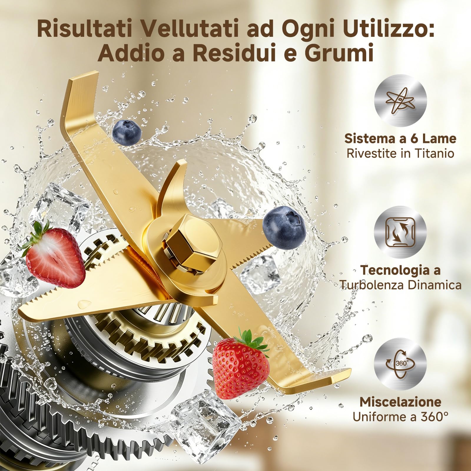 AMZCHEF Frullatore Elettrico Professionale 2L, Blender Tritaghiaccio Multifunzione per Smoothie e Zuppe, Cucina con 1800W, Caraffa in Tritan Senza BPA, 9 Velocità, 5 Programmi, Facile da Pulire