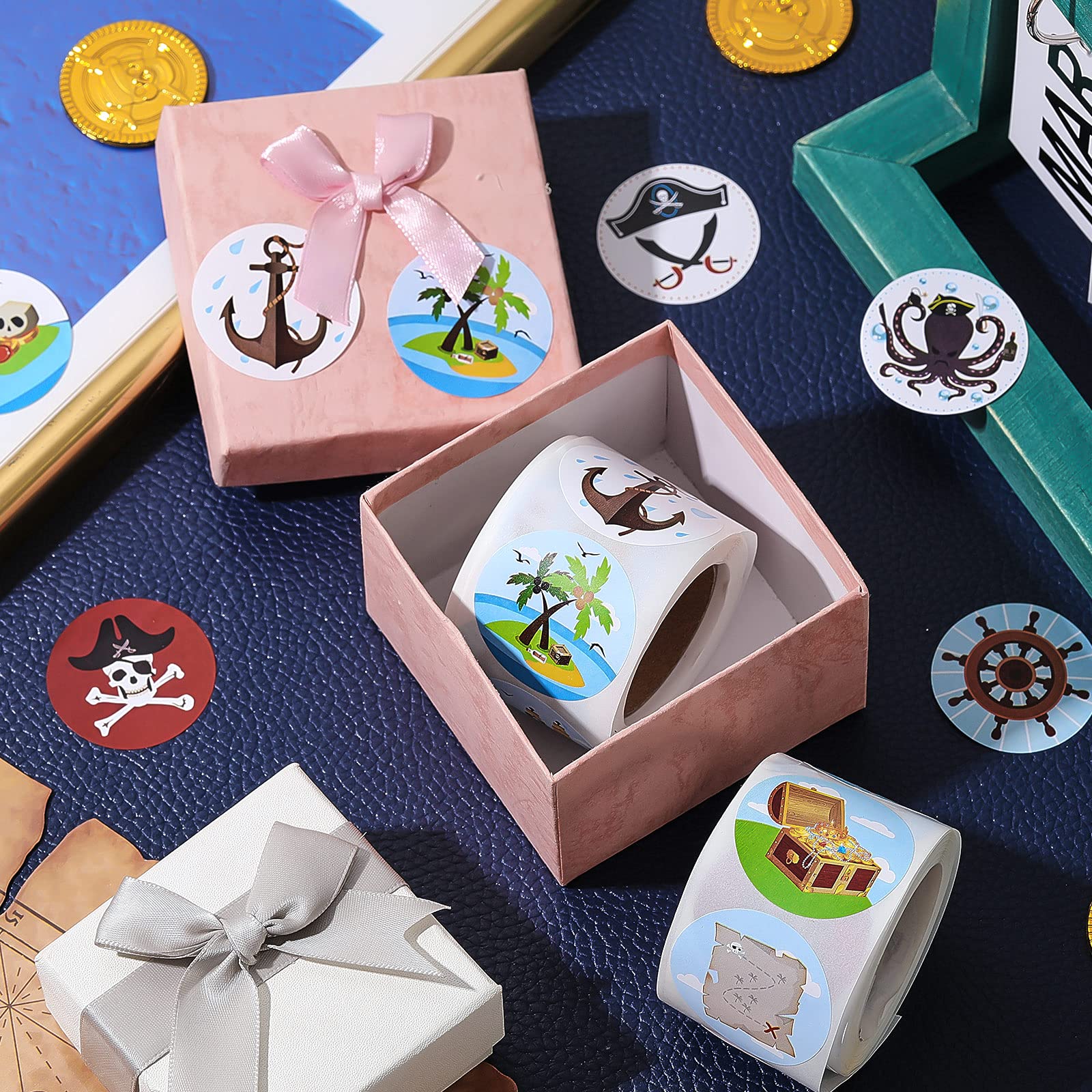 50 Pcs Pirate Stickers For Kids, Skull And Crossbones Stickers,Boys Party Favors, Girls Party Decorations, Pirate Favors, Accessories Decals For Laptop Water Bottle