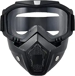 Máscara De Paintball, Capacete Motocicleta, Óculos Pilotagem Com Facial Removível, Filtro Bucal Quente À Prova Neblina Alça Ajustável Antiderrapante, Bala Vintage Para Luta Motocross