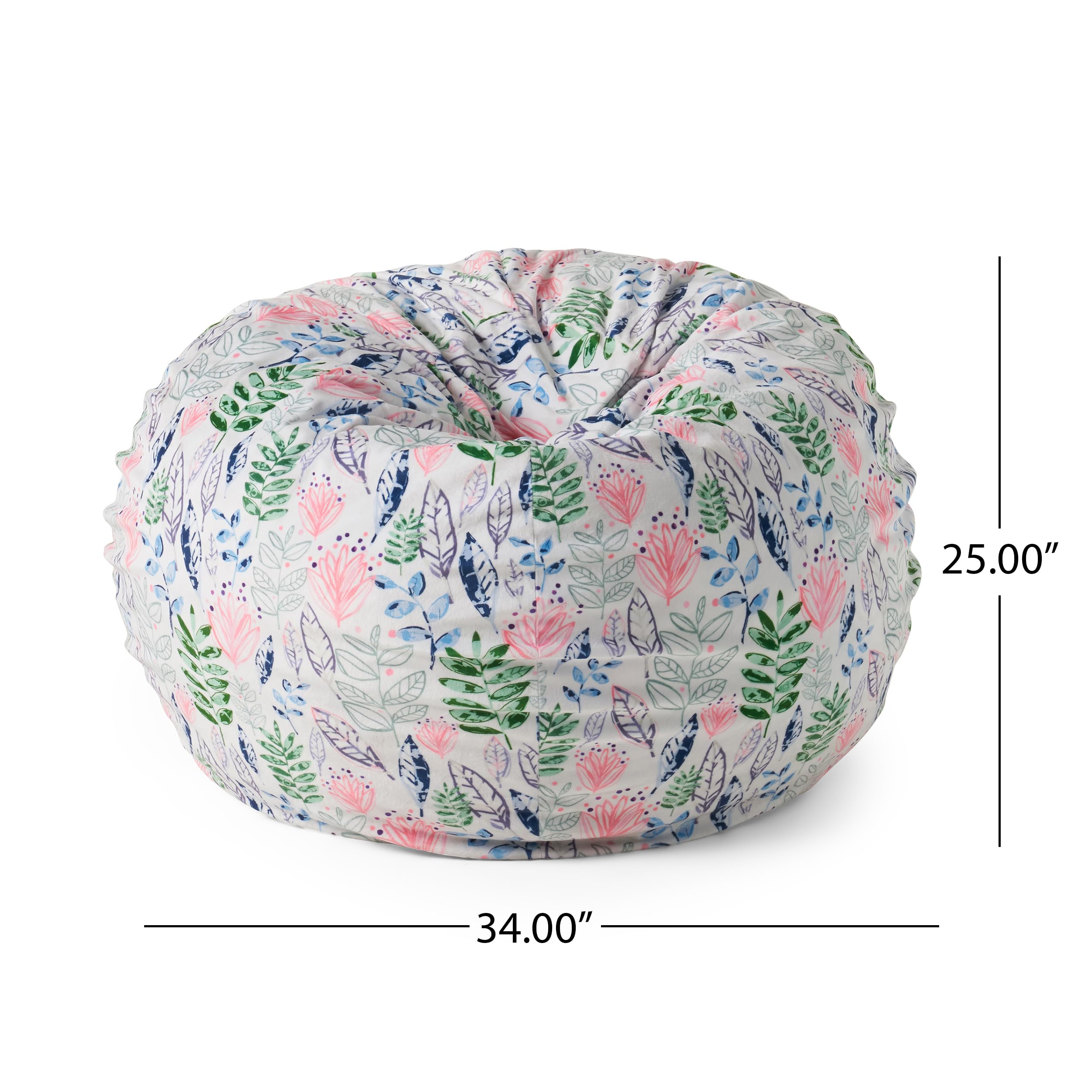 sofutoo Cozy Rounded Bean Bag for Relaxation, Stylish Leaf Print, Comfortable and Durable for All Spaces
