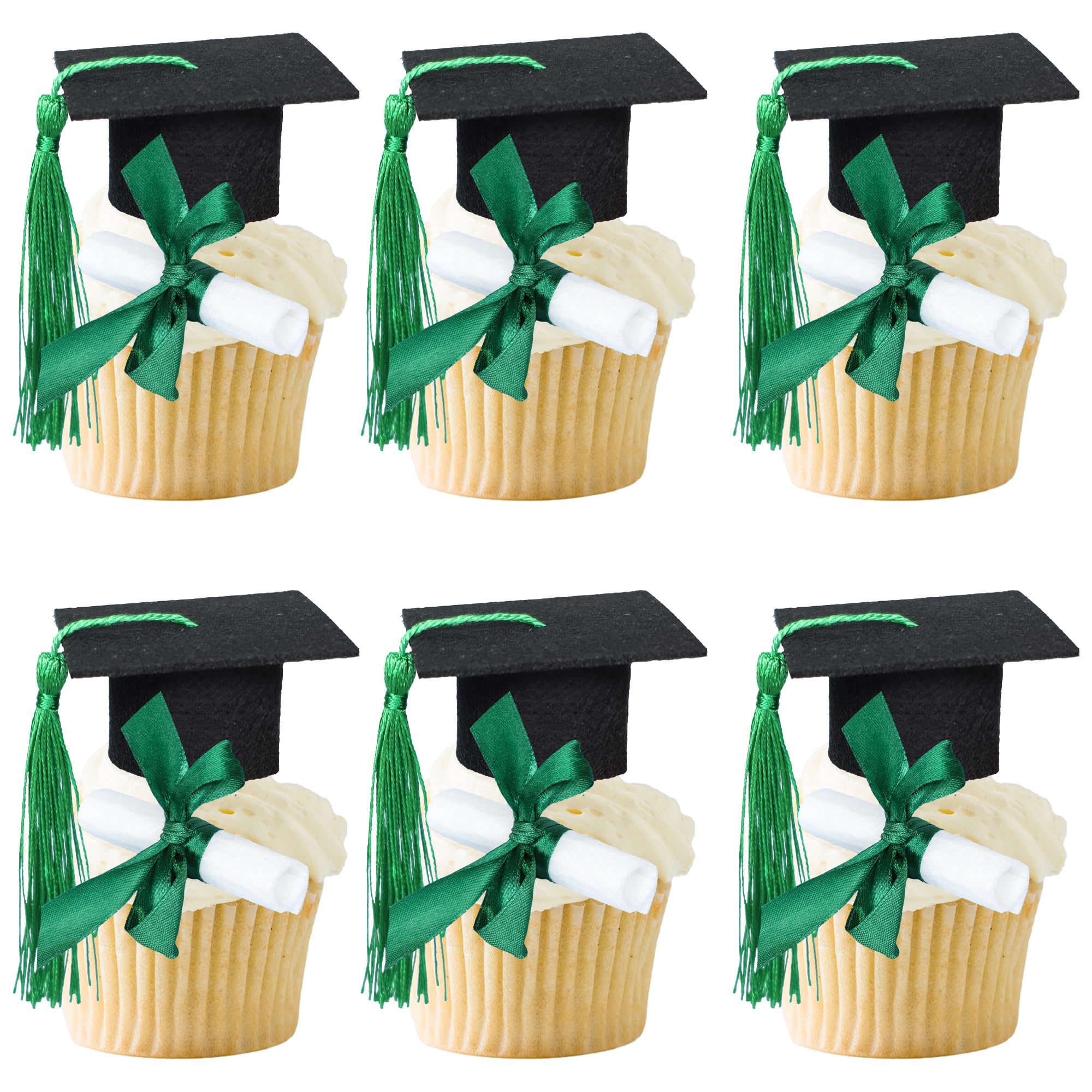 Ephlyn 24 Pack 3D 2026 DIY Graduation Cap Cupcake Toppers and 24Pcs Diploma 2026 Congrats Grad Cupcake Picks with Tassels for School Boys Girls