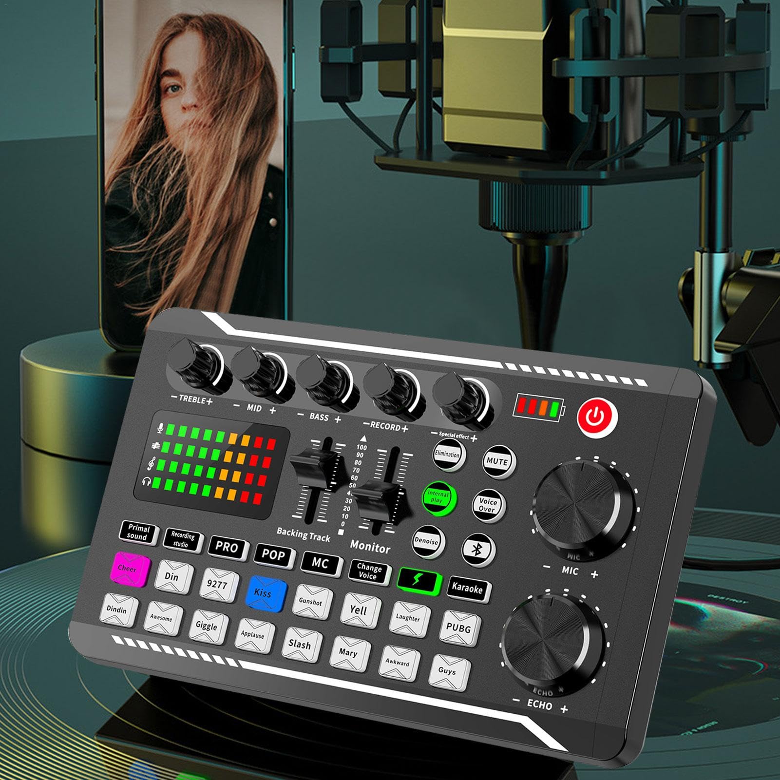 Kit scheda audio - scheda audio F998, pacchetto di attrezzature podcast | professionali | Kit scheda audio con microfono per podcast, pacchetto di apparecchiature di trasmissione in versione i