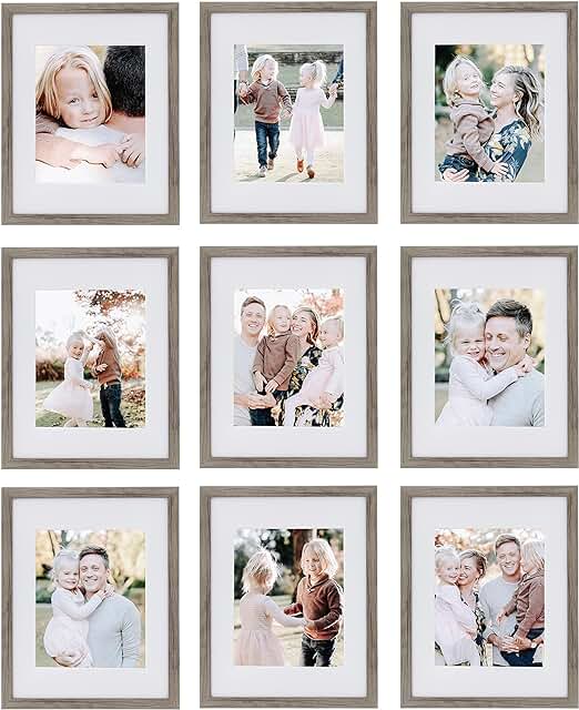 Sheffield Home 9 Piece Gallery Wall Frame Set, 11x14 Inch, Natural