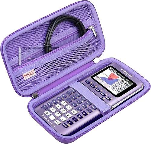 Vista 63 de BOVKE Funda rígida para calculadora compatible con Texas Instruments TI-84 Plus CE Calculadora gráfica a color/TI-83 Plus CE, bolsillo con B_oro
