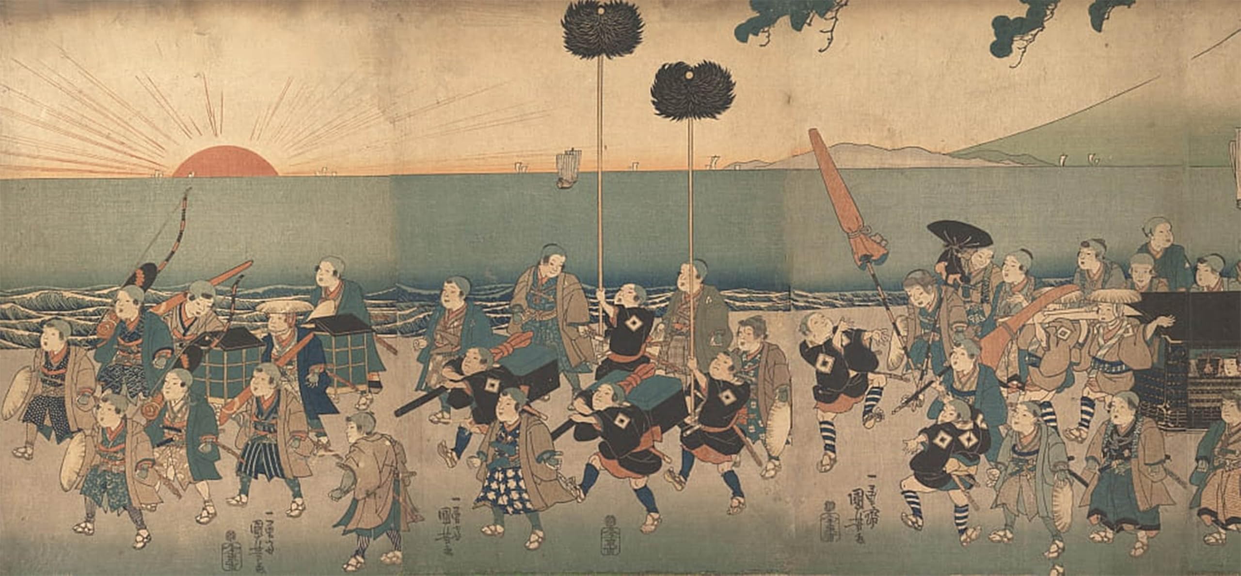 POSTERIIk Famous Print Pop Art Wall Art Graffiti Boys Playacting a Daimyo Procession by Utagawa Kuniyoshi Art Prints for Home Decor 60x90cm