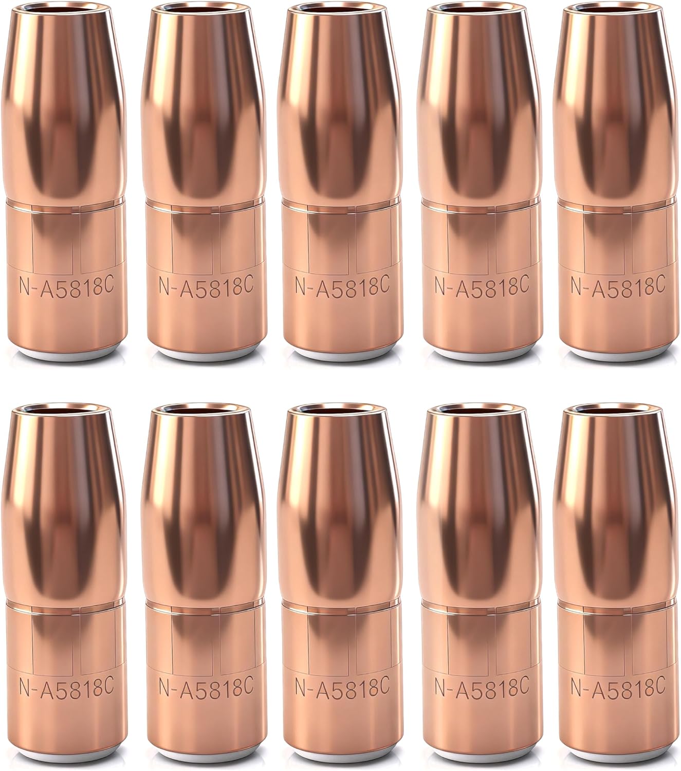 MIG Welding Nozzle N-A5818C (5/8" ID 1/8" Recess) Compatible with Miller MDX-250 AccuLock S Gun MDX250 (10-PK N-A5818C)