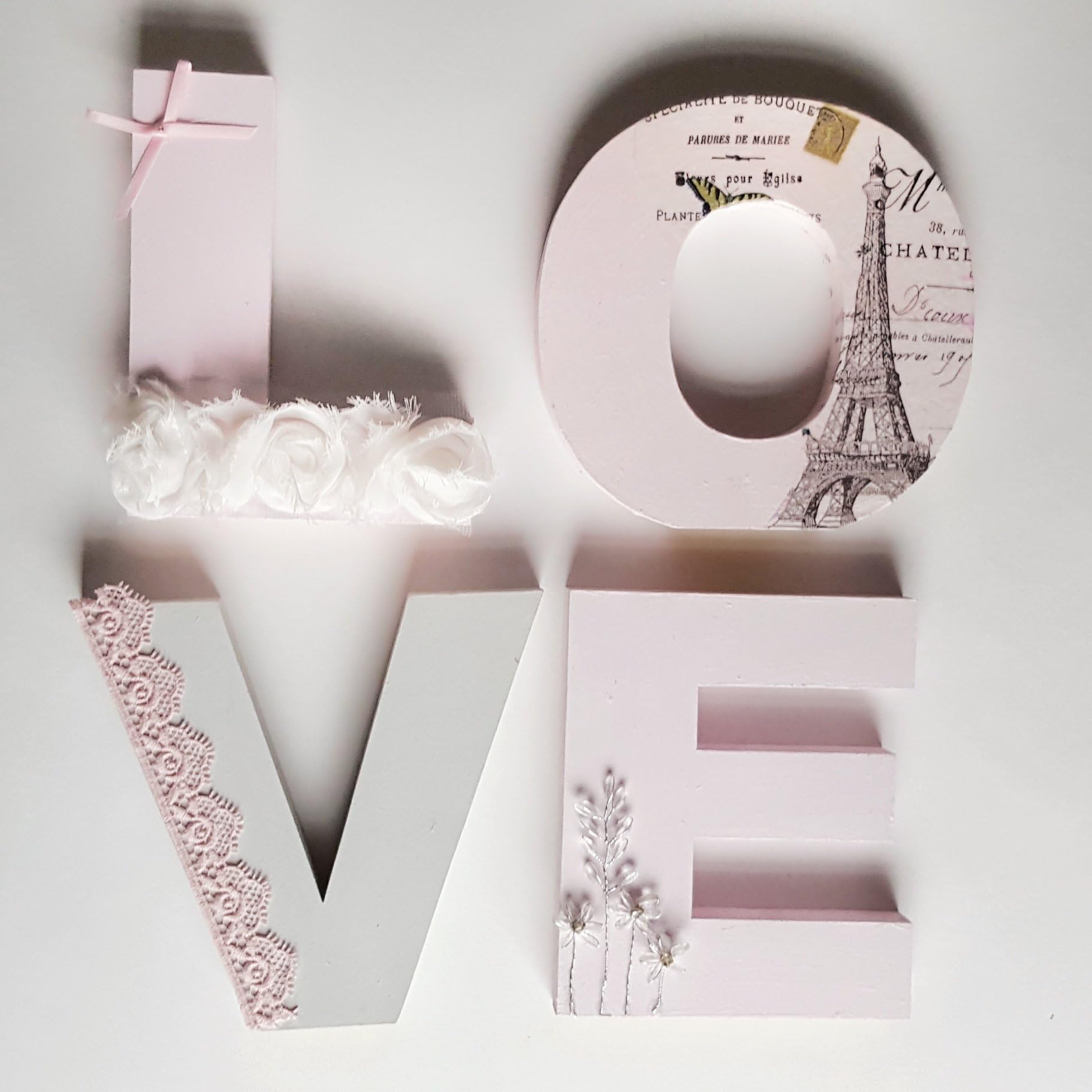 Wall decor or freestanding block letters decoupage decorative words - LOVE, PEACE, FAMILY, MR & MRS