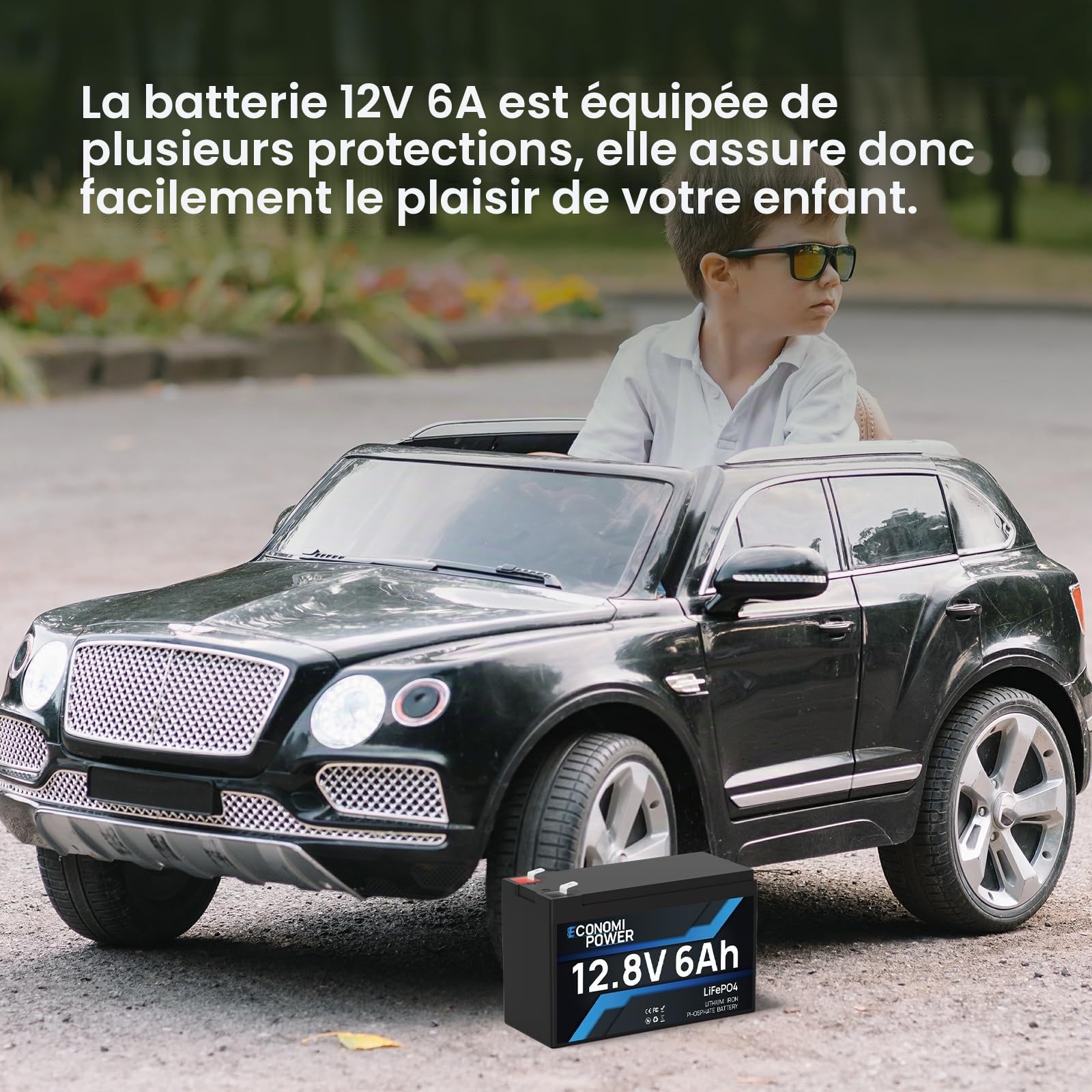 Batterie 12V 6Ah LiFePO4, Batterie 12V Deep Cycle 5000+, BMS 6A intégré, Puissance de secours à domicile pour les jouets d'enfants, Power Wheels, Camping, Fish Finder et petits UPS