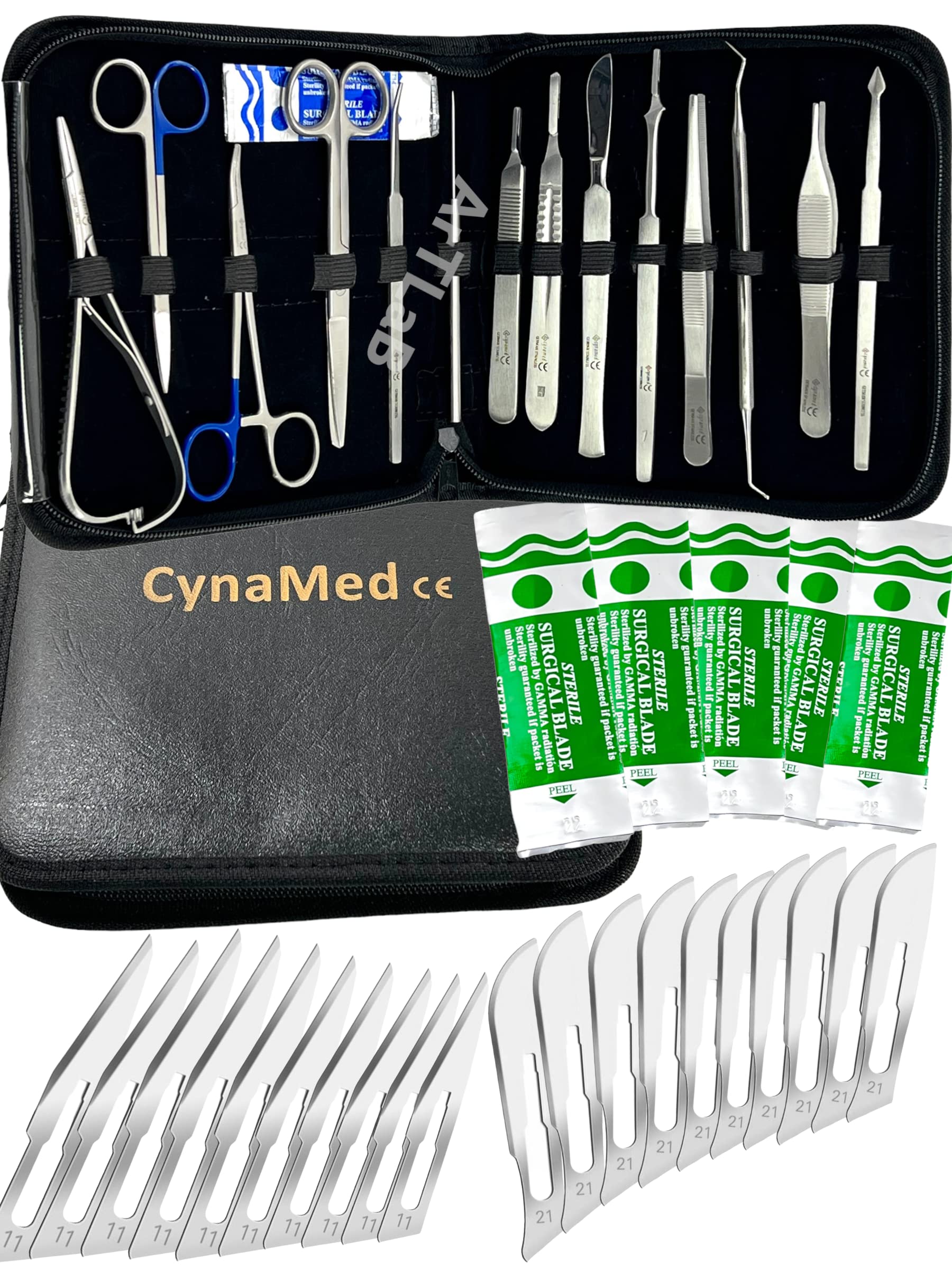 New Premium Stainless Steel Biology Lab/Anatomy/Medical Student Dissection Kit Set - Scalpel Knife Handle,Blades, Forceps, Scissors and Tweezers- Student Use and Veterinary (Set of 27 Each) — Amazon image 7