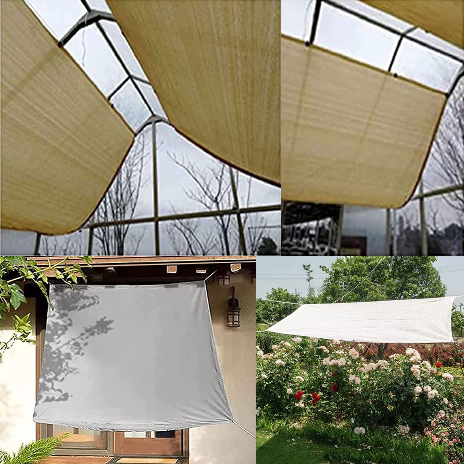 Żagiel przeciwsłoneczny, duży, 3,5 x 9,5 m, do ogrodu i na taras, ochrona przed promieniowaniem UV, wiatroszczelny, piaskowożółty, w zestawie materiał mocujący