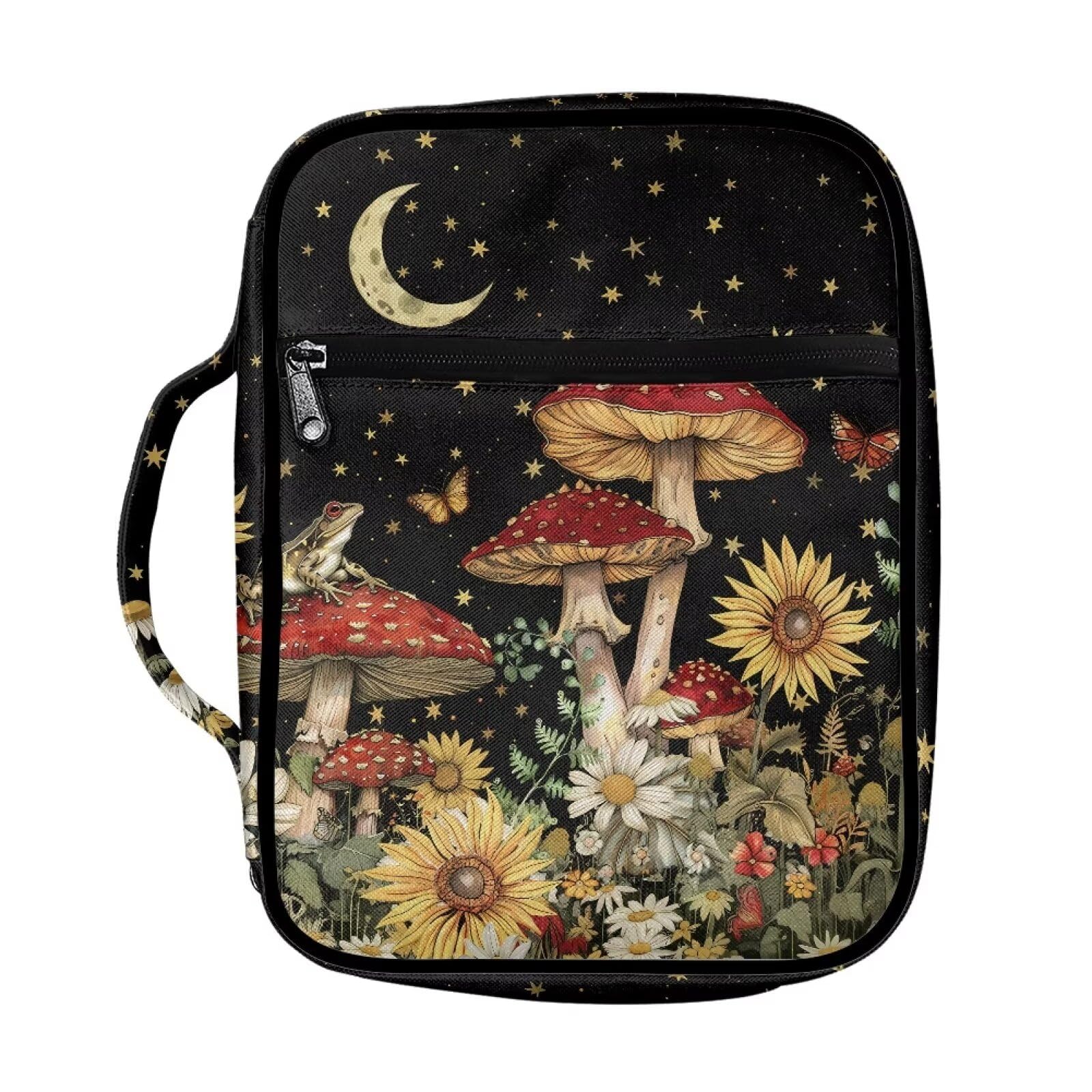 drydeepin Mushroom Sunflower Moon Briefcase for Women & Men - Lightweight Bible Carrying Case with Large Compartment-picture-40
