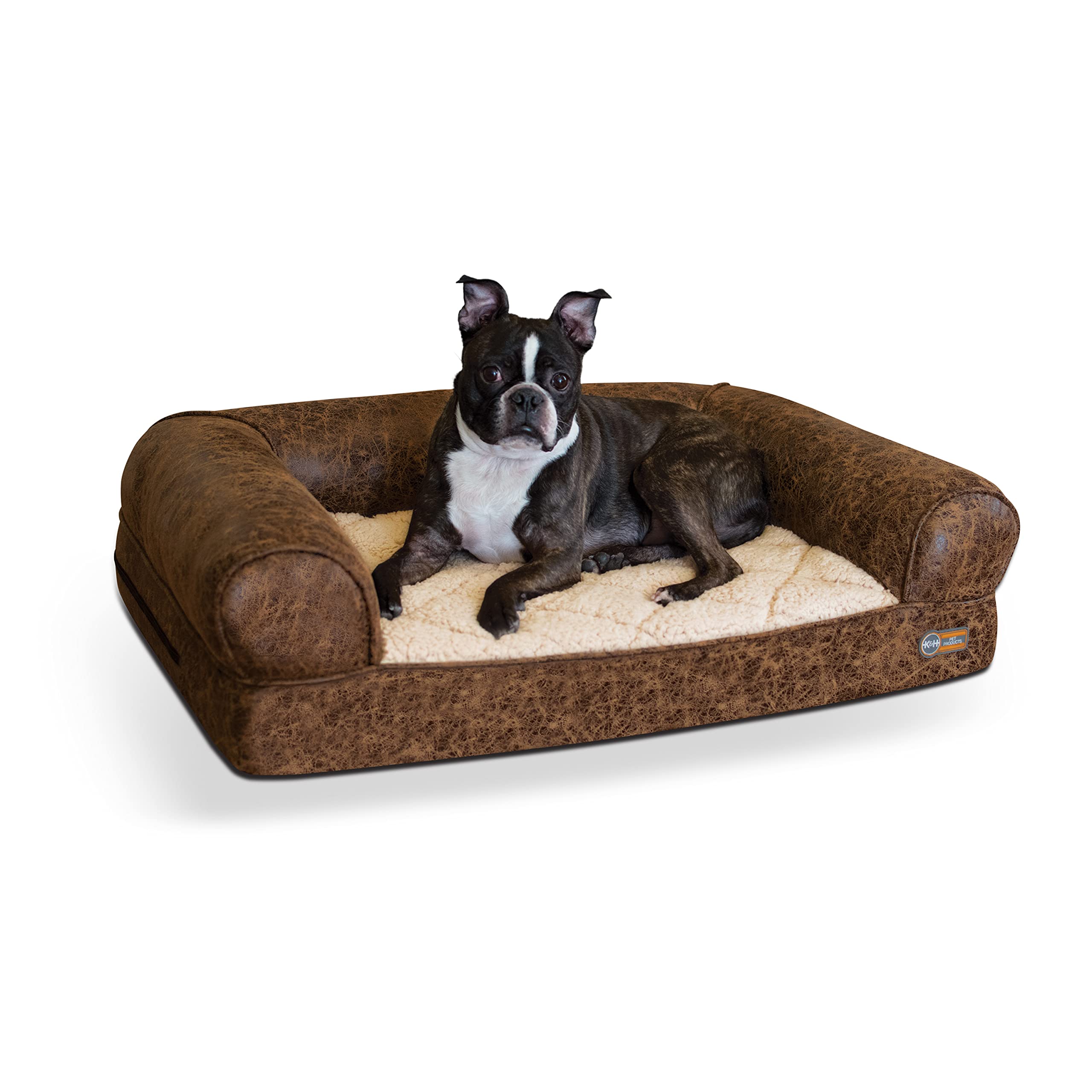 K&H Pet Products Bomber Memory Sofa Pet Bed Medium Brown 24" X 33"