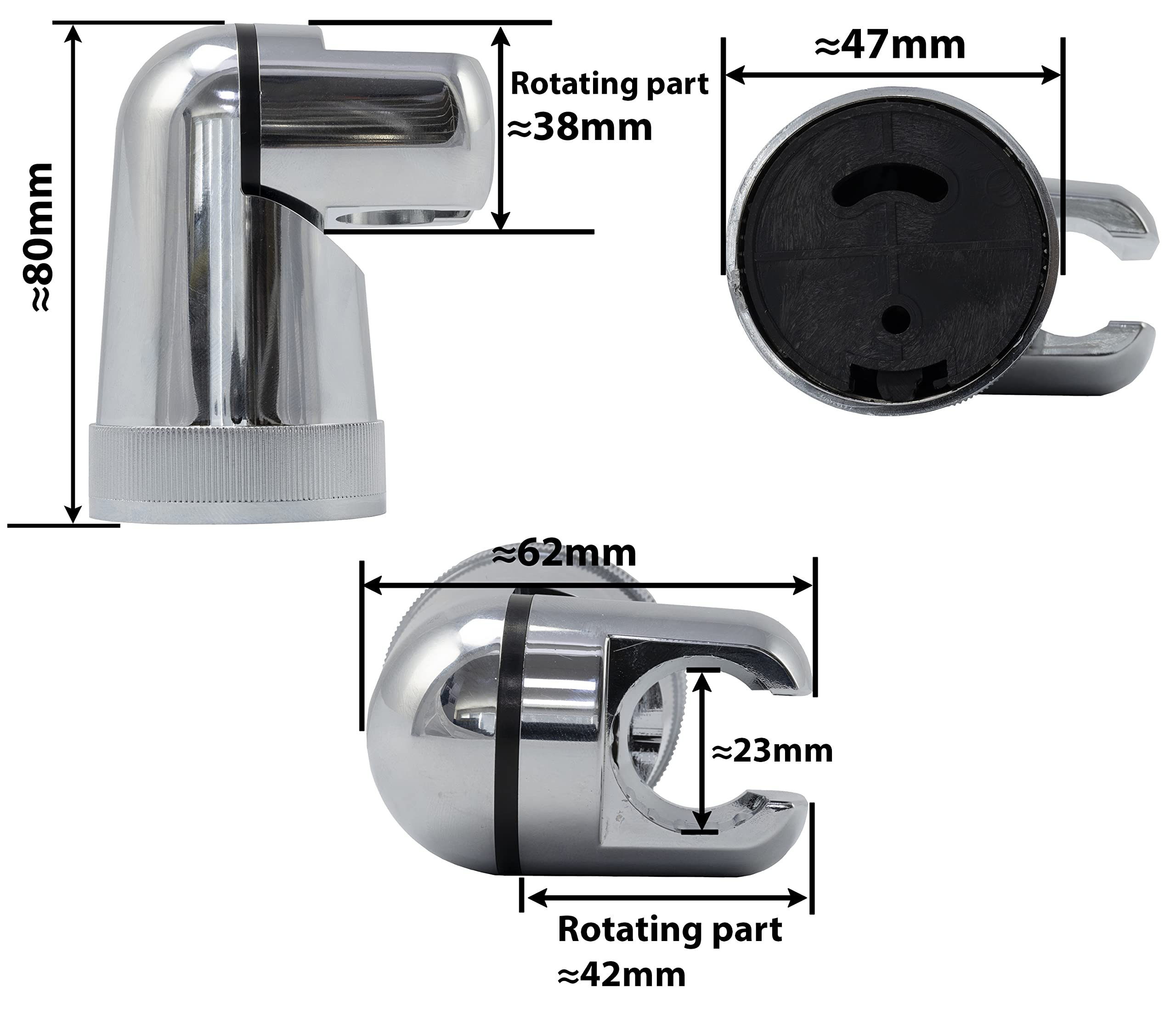 AERZETIX Soporte De Ducha Giratorio Pared 70mm – Cabezal Para Mezclador Y Alcachofa, Acabado Cromo Plástico