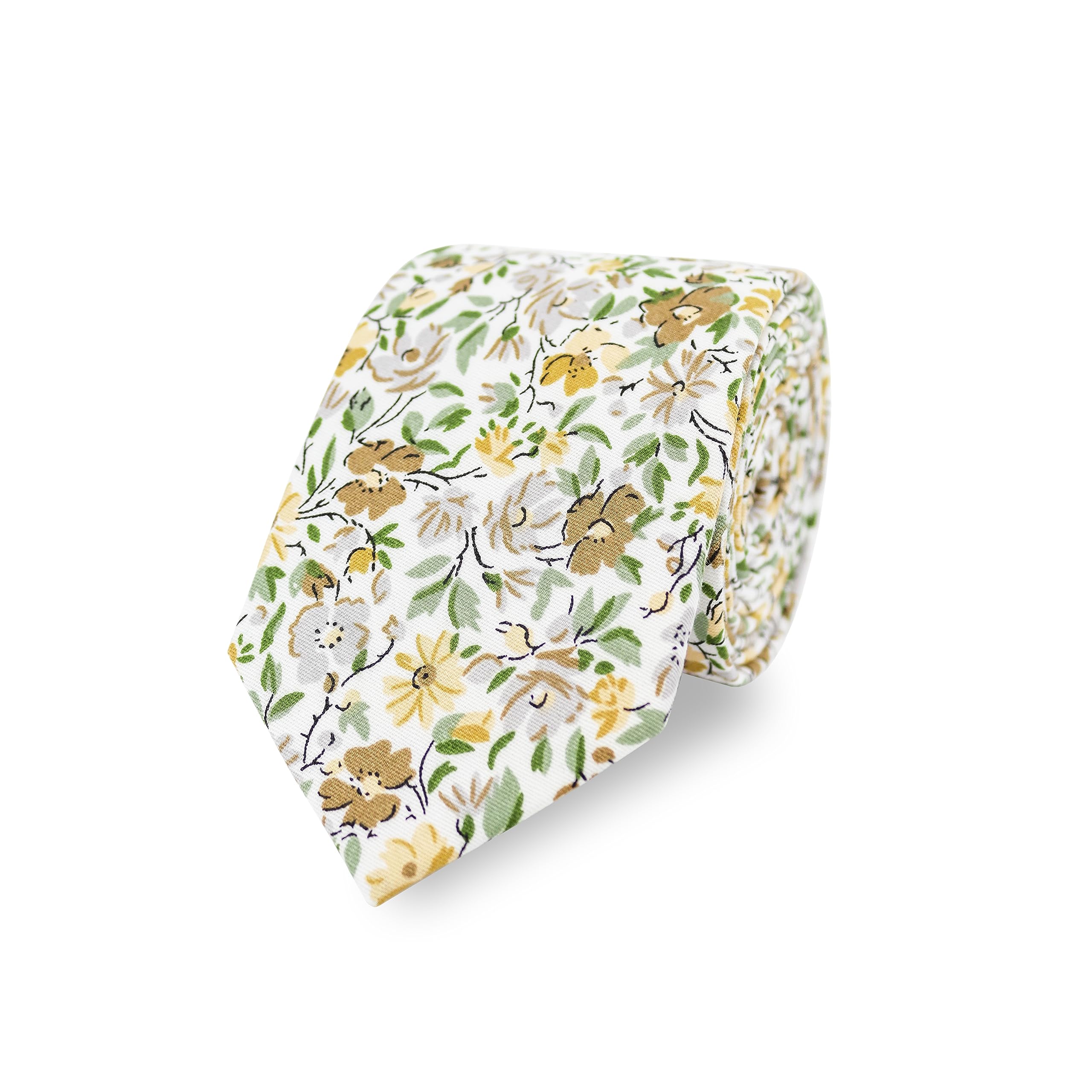 The Gents Lab Men's Yellow Floral Wedding Neck Tie Made From 100% Soft Cotton | Over 20+ Styles (Yellow)