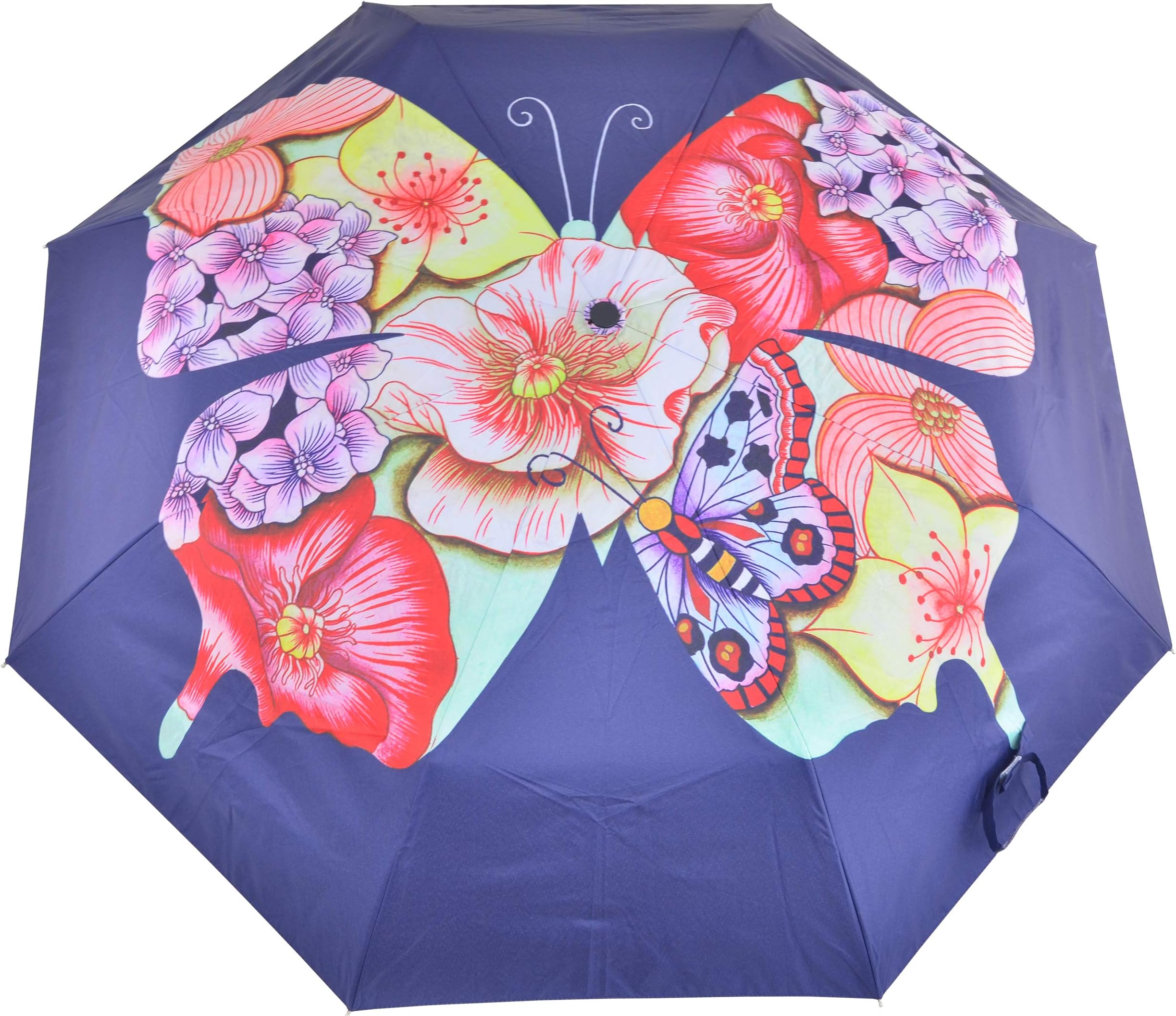 Anuschka Umbrella AUTO Open/Close | UPF 50+ Max Sun protection | 38” Waterproof Canopy | Fits in Handbag | Windproof Flexible Fiberglass | Butterfly Mosaic