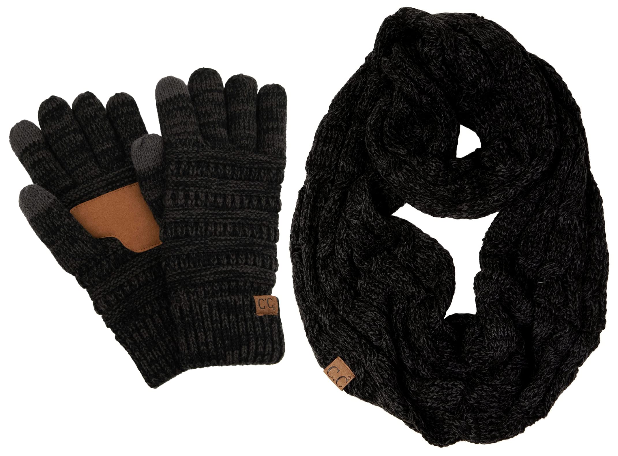 Funky JunqueExclusives Infinity Scarf Matching Lined Touchscreen Glove Bundle
