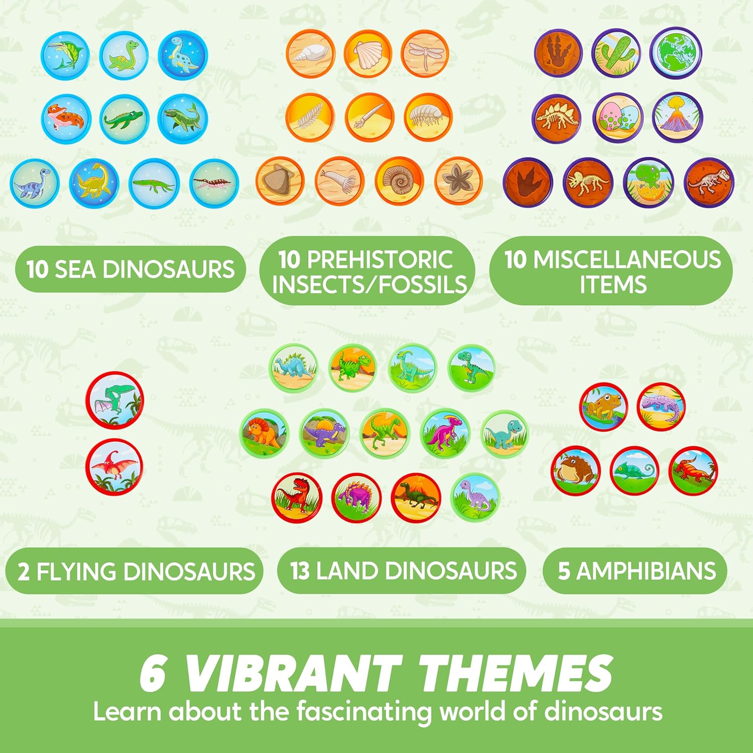 JOYIN 50PCS Dinosaur Stamps for Kids, 50 Different Designs, Fossils, Sea Dinosaurs, Stamps for Dinosaur Party Favor Bags, Classroom Prizes Stuffers, Treasure Box Toys, Birthday Gift