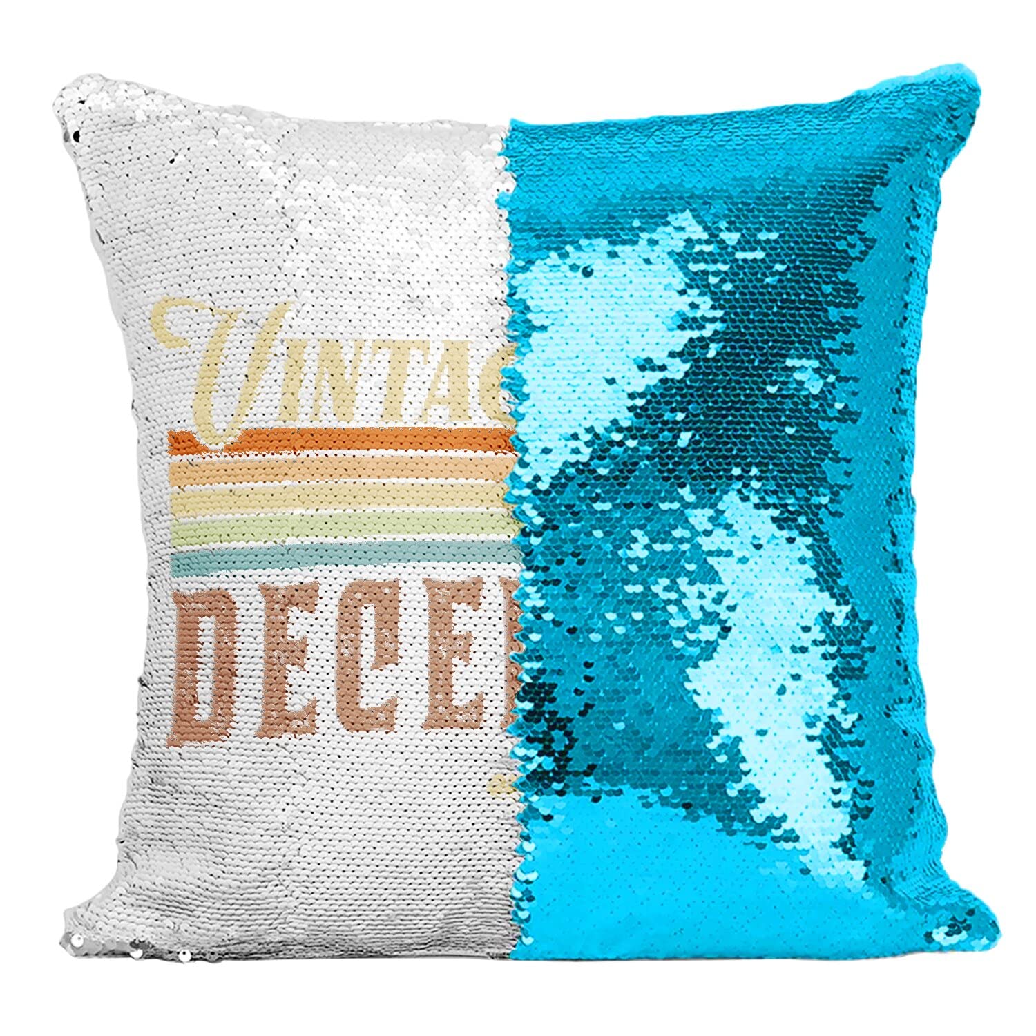 Coussin housse sequin magique turquoise au style anglais rétro et vintage