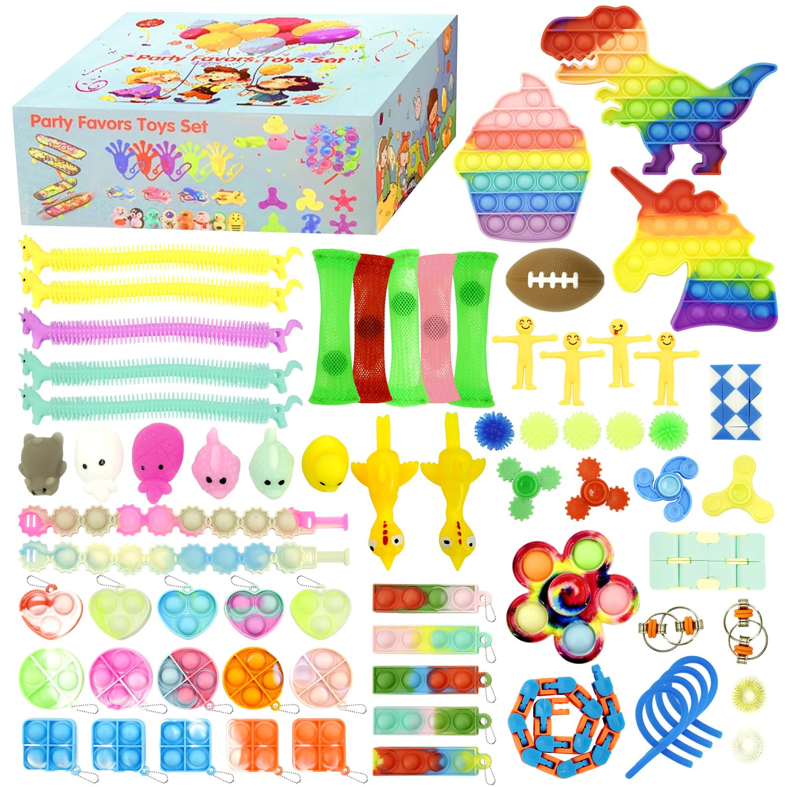 Fidget Toys Kids,Sensory Toys for Adults Kids Anxiety Stress Relief Gifts Squeeze Toys ADHD Autism Focus Calming Tools BPA-Free Classroom Prizes Treasure Chest Goodie Bag Rewards (69pcs)