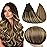 Full Shine Hair Extensions Tape in 16 Inch Seamless Human Hair Tape In Extensions Color 2/8/27 Brown Roots to Blonde and Brown Straight Hair Extensions Tape in 50 Gram Soft Remy 20 Pcs for Party