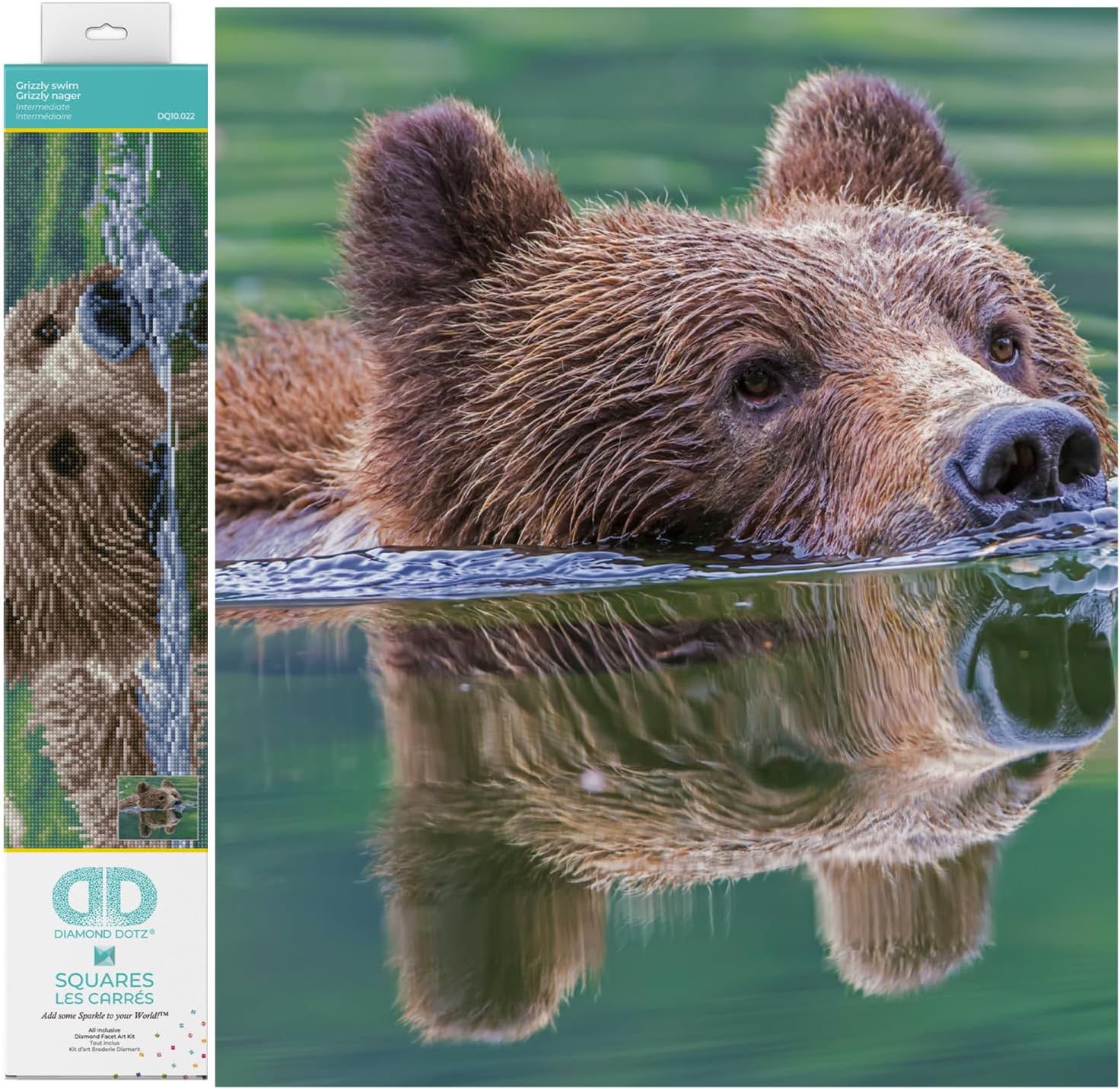 DIAMOND DOTZ Grizzly Swim Diamond Painting Kits for Adults - Diamond Art Kits a Relaxing Creative Craft Kit with Dotz Gems 20.5x16.5