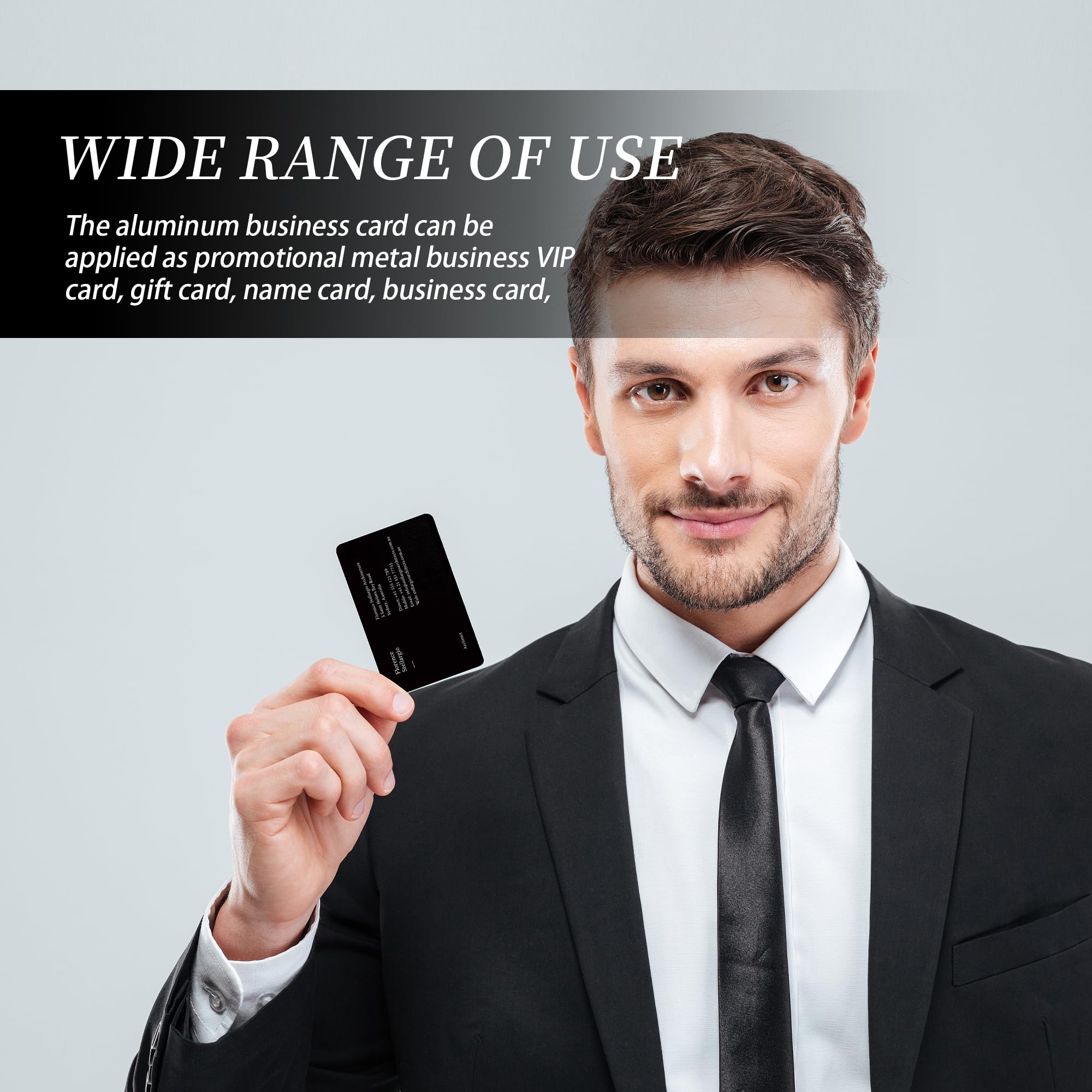 YKUKIZEE 150 PCS Blank Metal Business Cards Black, 86 x 54 MM Aluminum Business Cards - Image 3