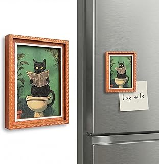 Wooden Cat Magnets for Refrigerator - Funny Portrait Wood Fridge Decor, Vintage Kitchen Magnets, Small Cat Art for Office, Cute Animal Magnets Set, Strong Hold