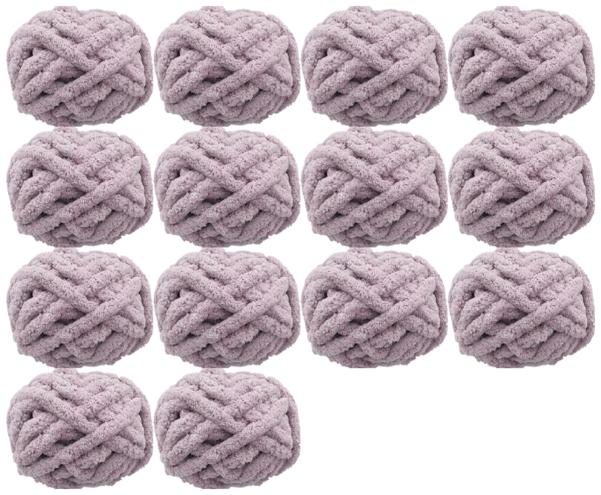 Chunky Chenille Yarn 7lbs for Blanket, Light Purple 14 Pack Super Soft Thick Fluffy Jumbo Chunky Chenille-Style Arm Knitting Polyester Yarn 8 Pack for Home Décor Projects