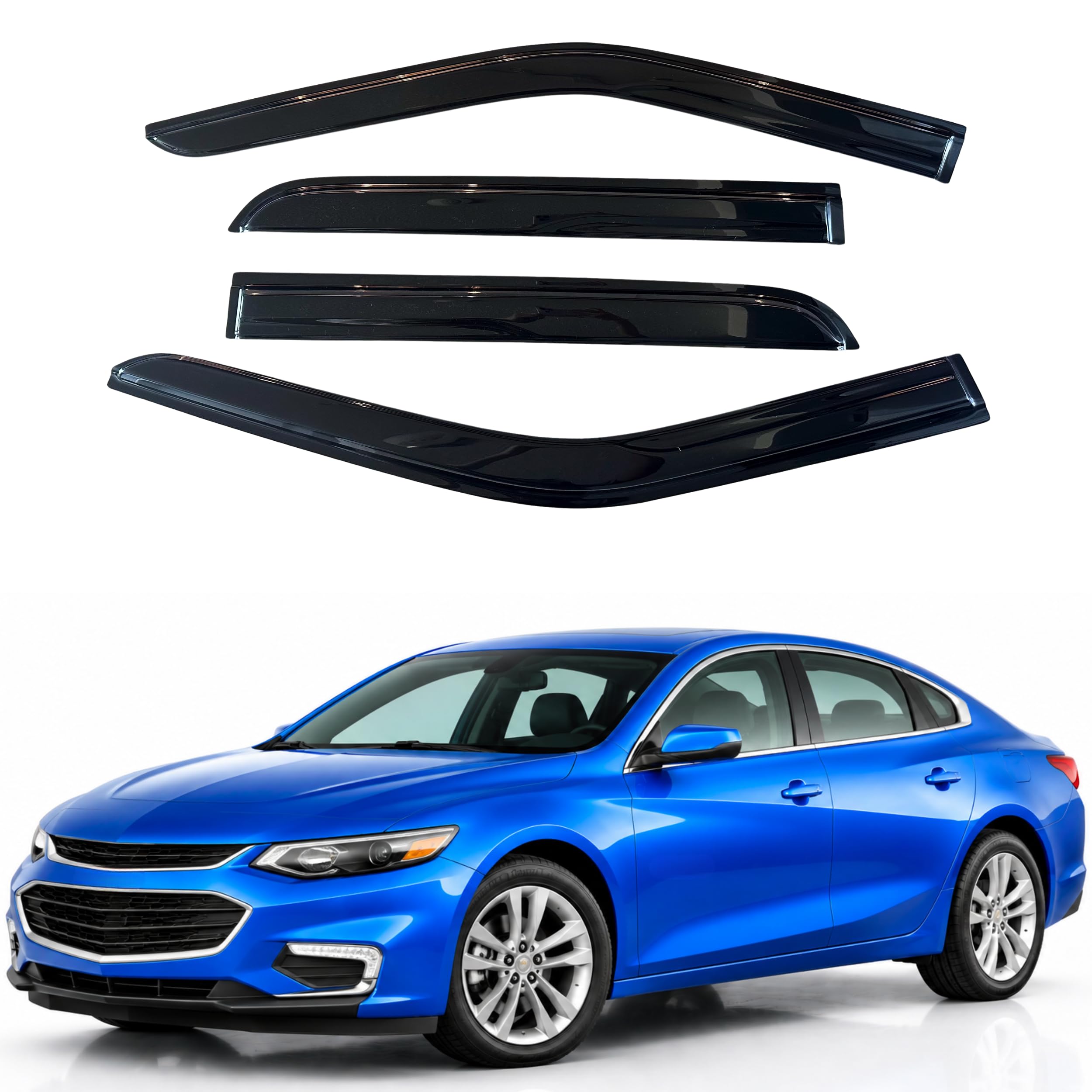 IG Window Visors Fit for 2016-2025 Chevrolet/Chevy Malibu, Out-Channel Rain Guards Vent Wind Deflectors 4PC, Car Accessories for 16-25 Malibu (Excludes 2016 Limited Model)