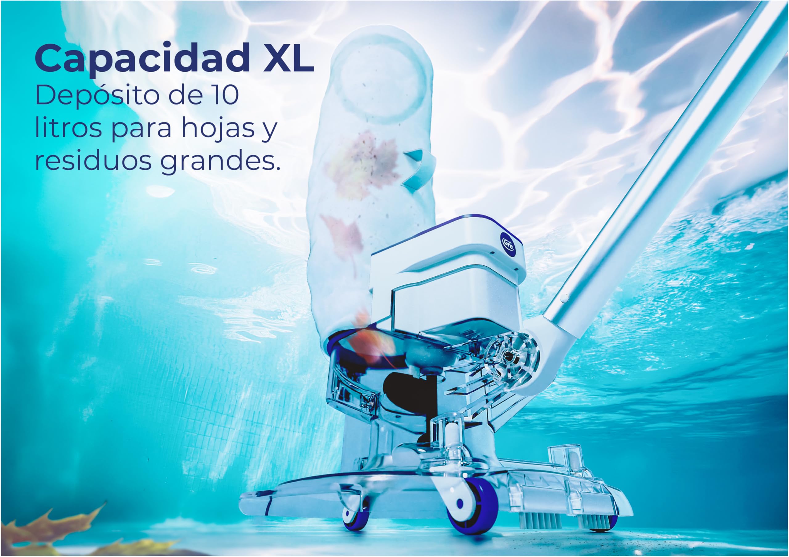 Leaf Eater, Limpiafondos de batería sin Cables, para Piscinas elevadas y enterradas, con Filtro Extragrande 6L - Gre LE75