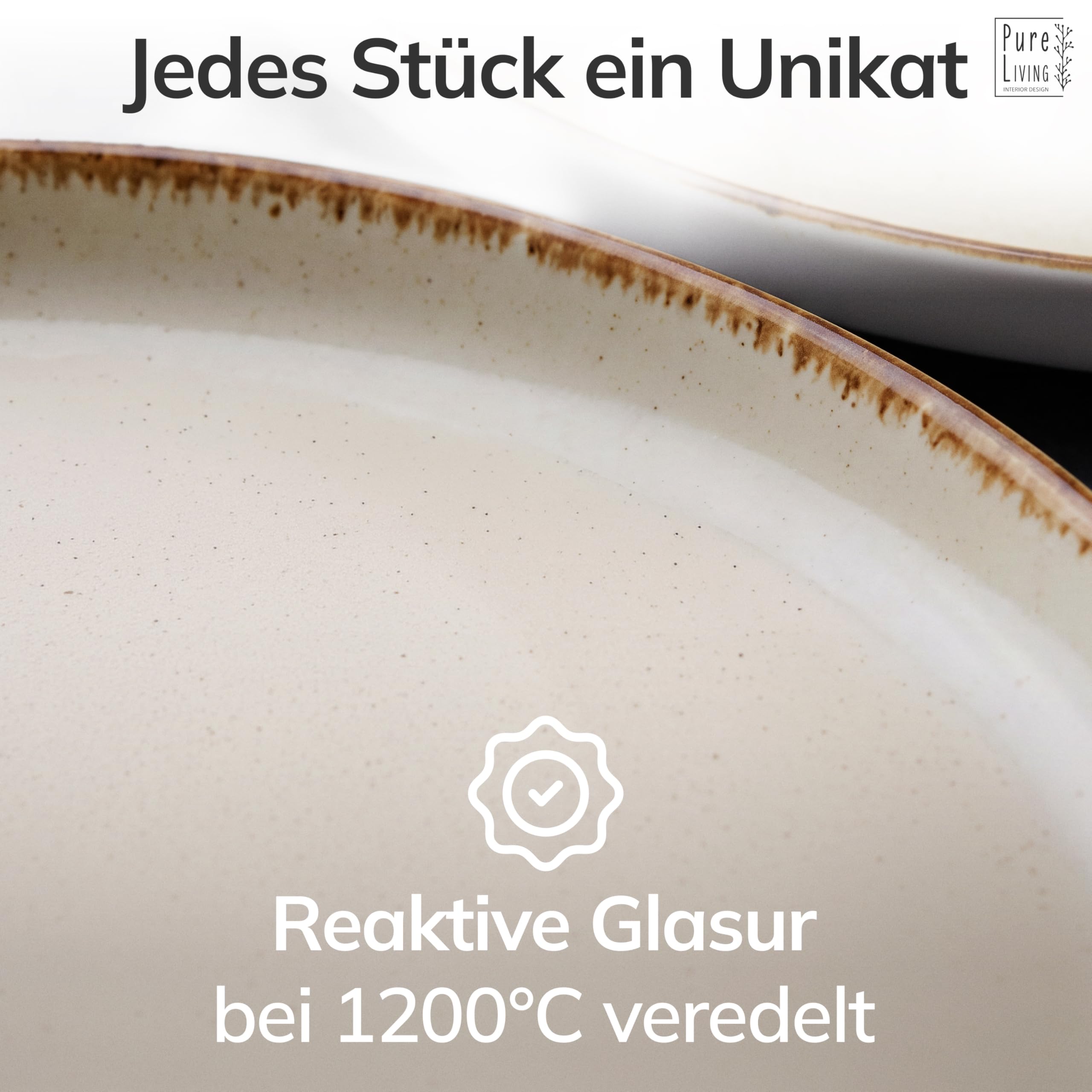 Steingut Geschirrset 6 Personen Rustic 24 tlg. TESTSIEGER, Tafelservice Beige
