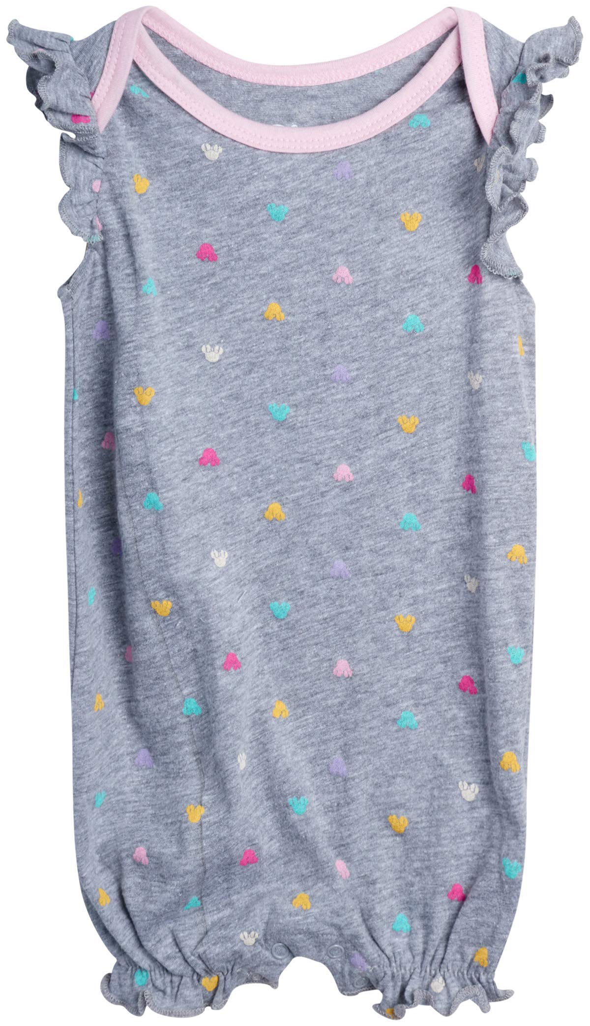 Disney Baby Girls Romper 2 Pack: Minnie Mouse Ruffle Sleeve Romper (Newborn/Infant), Size 3-6 Months, Pink Minnie & Daisy/Grey Multi Polka Dots