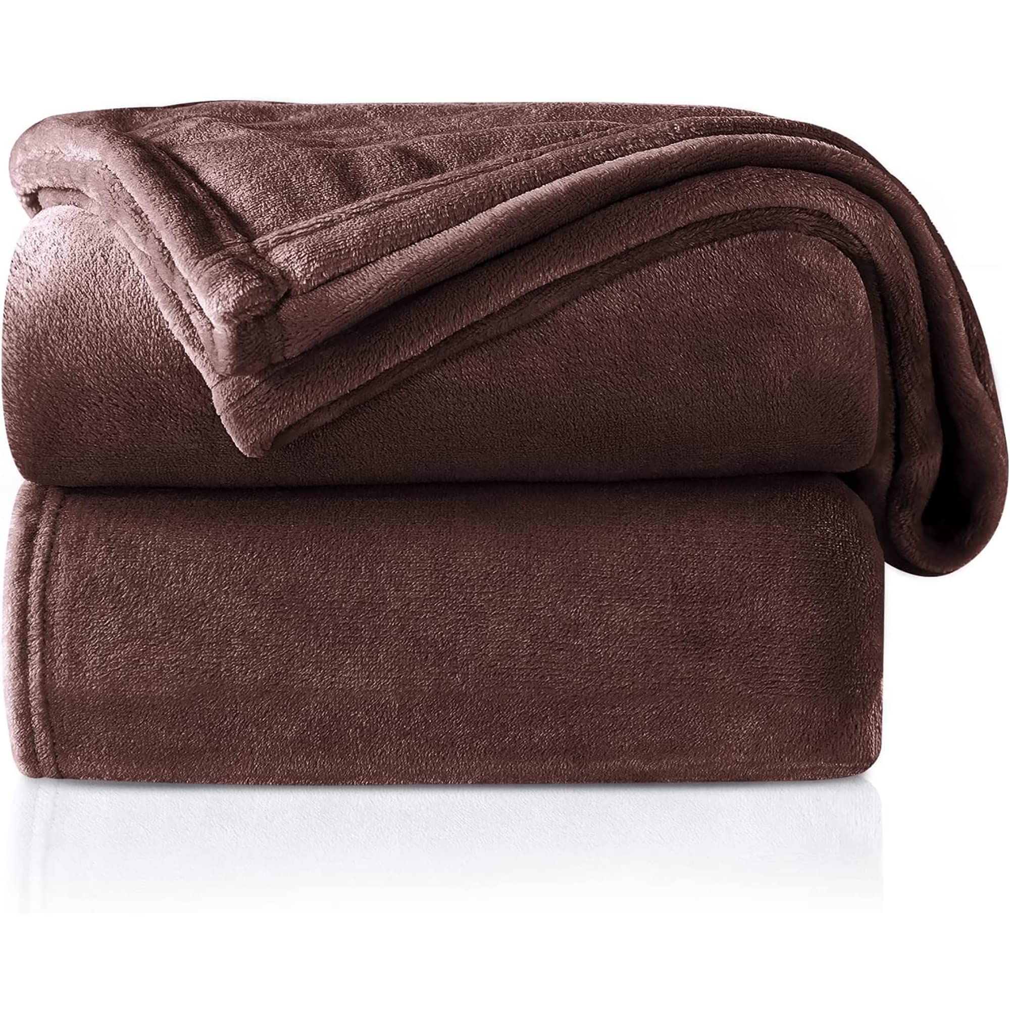 ONME Fleece Blanket, Full/Queen Size Blanket - Soft Lightweight Microfiber Cool Blanket for Sofa, Couch, Bed, Camping, Travel, 90"x90" Brown