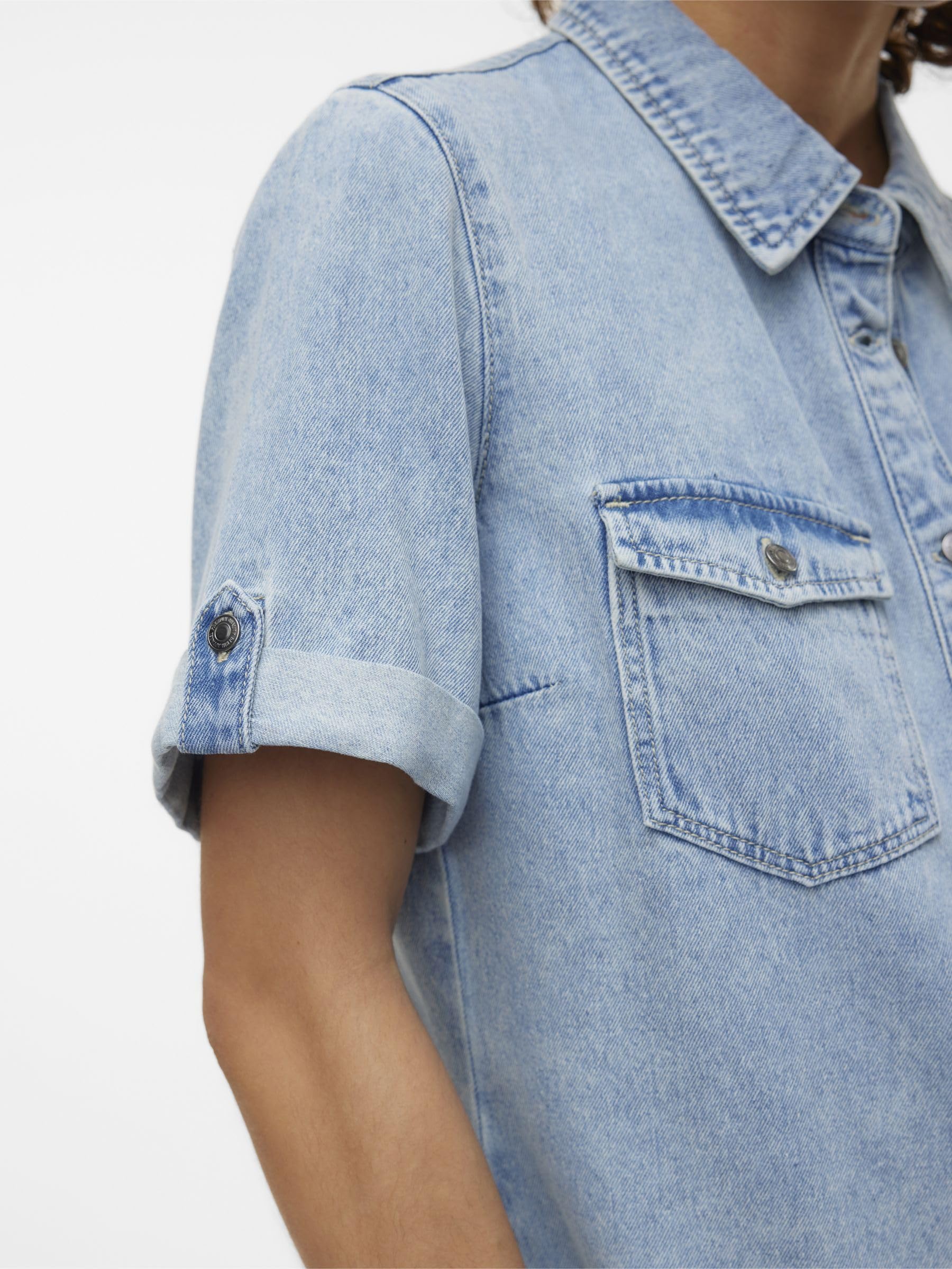 Vero Moda Vmjennie SS Short Denim Dress Mix Noos Robe Femme (Lot de 1)
