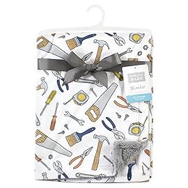 Hudson Baby Unisex Baby Plush Blanket with Furry Binding and Back, Construction Work, One Size