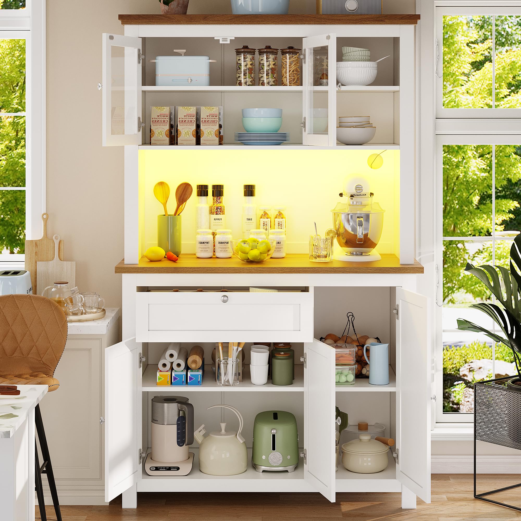 Zravenna Keukenkast, 104 x 40 x 180 cm, hoge kast, keukenbuffet met