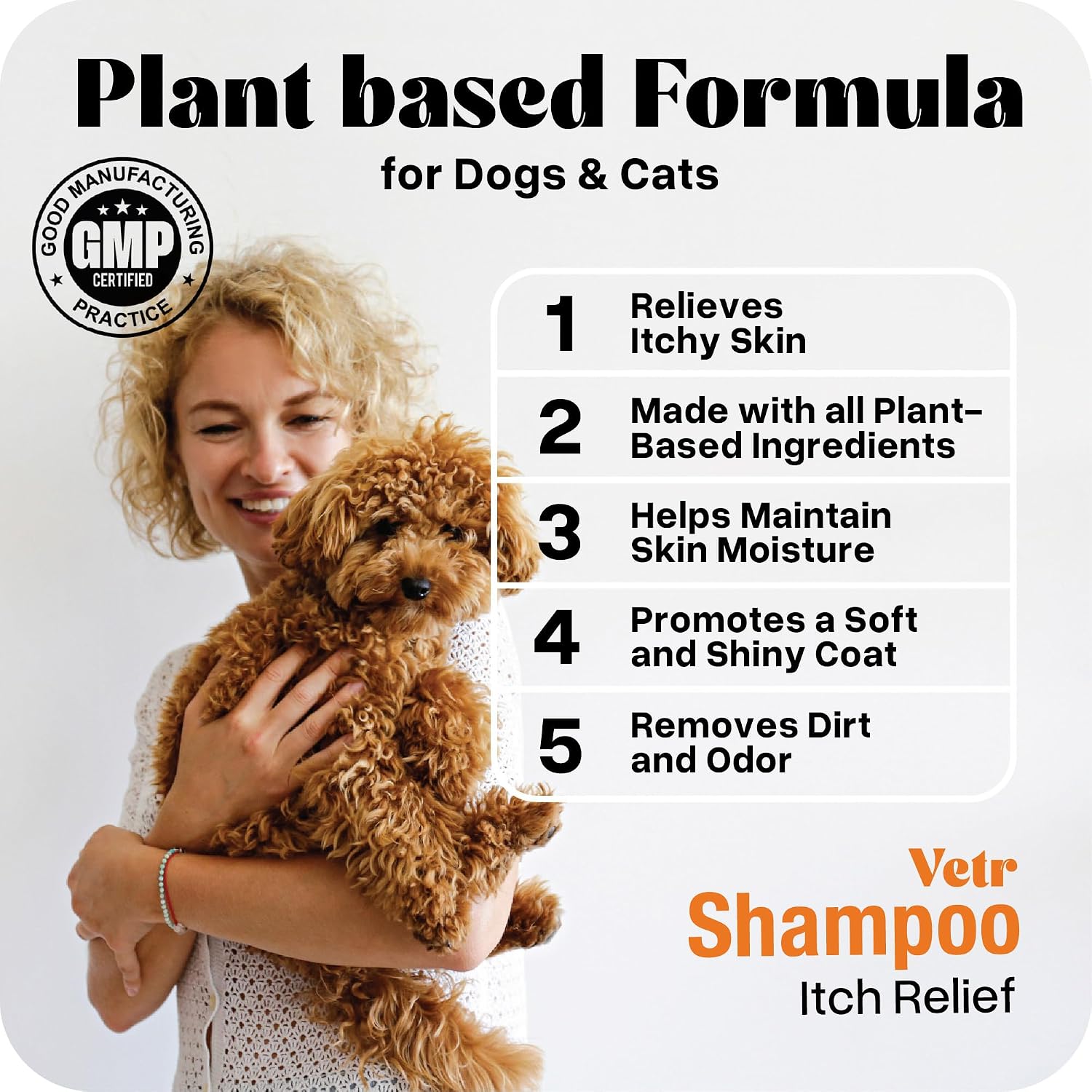 Vetr Sensitive Skin Pet Shampoo, 16 oz - Unscented, Tear-Free, Hypoallergenic, Gentle image 5