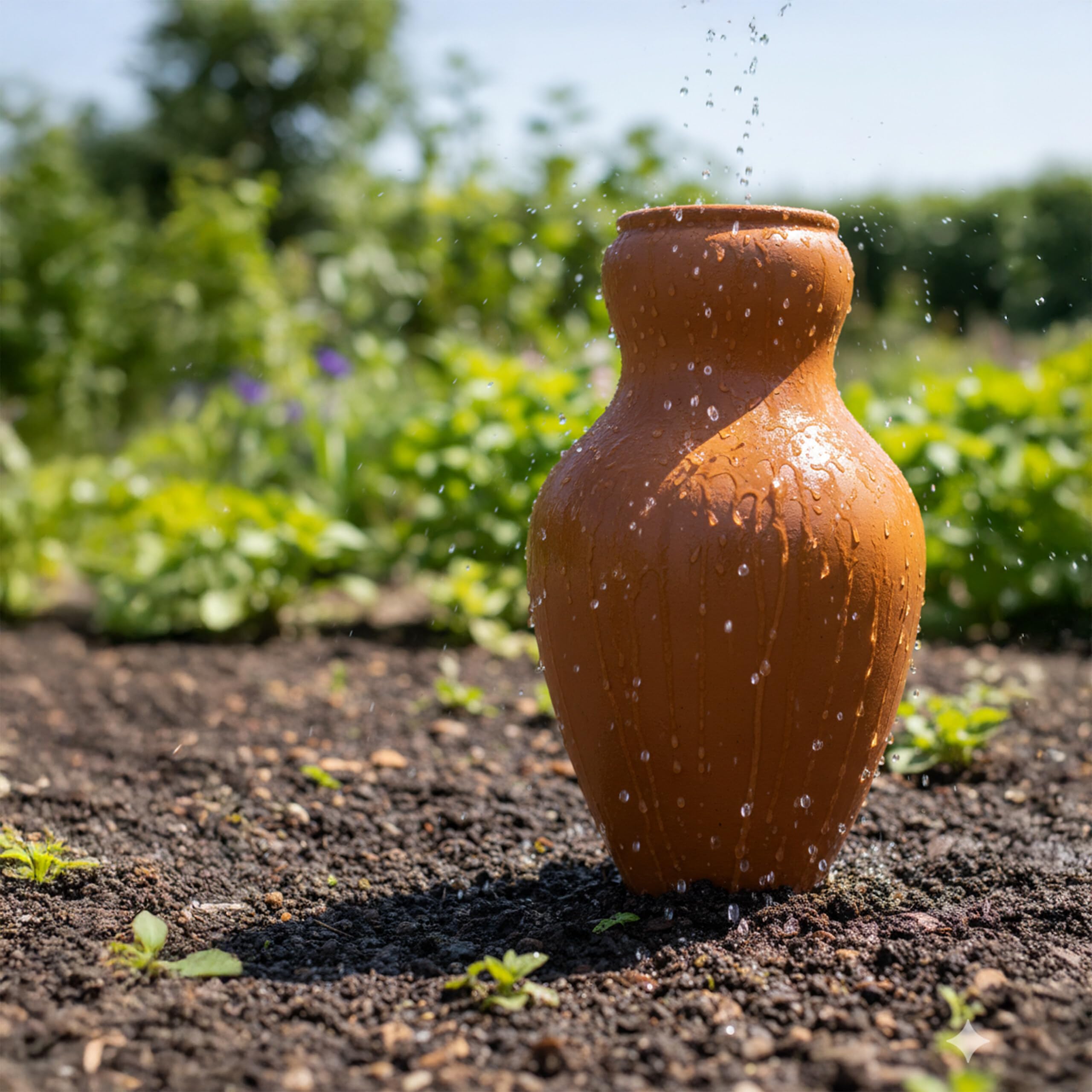 Relaxdays Olla 3l Céramique Arrosage Souterrain Potager Serre Pot Terre Cuite