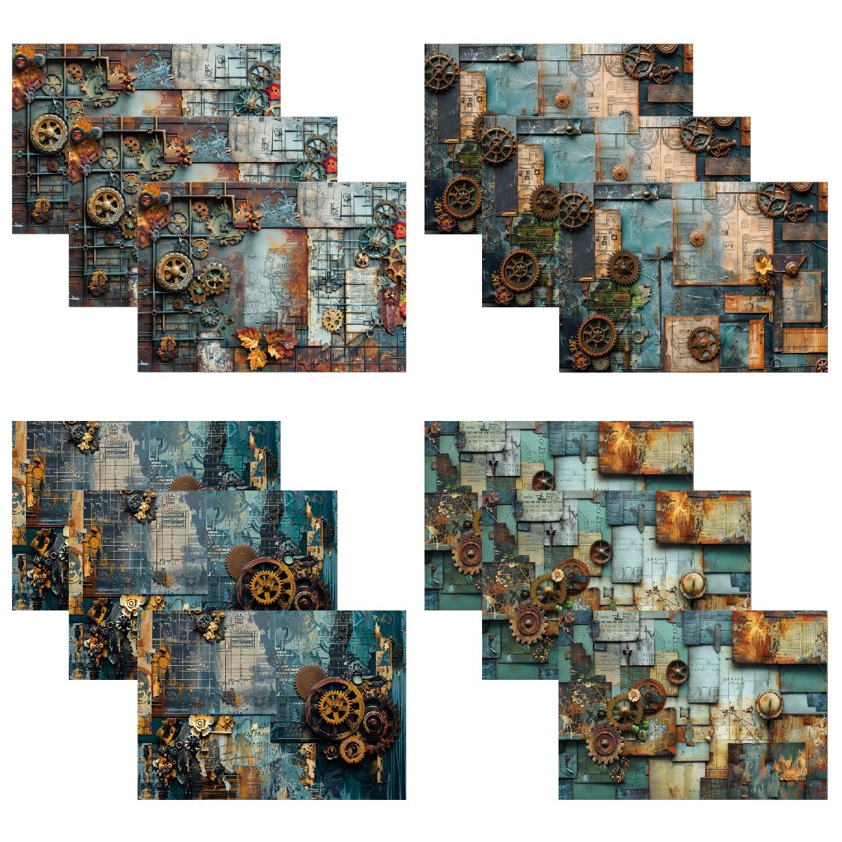 Papel para álbumes de recortes, Paquete de 24 hojas de papel A5, papel estampado de una sola cara, papel decorativo artesanal de 160 g/m² for hacer tarjetas y fondos de álbumes de fotos, 8,3" x 5,7"(1