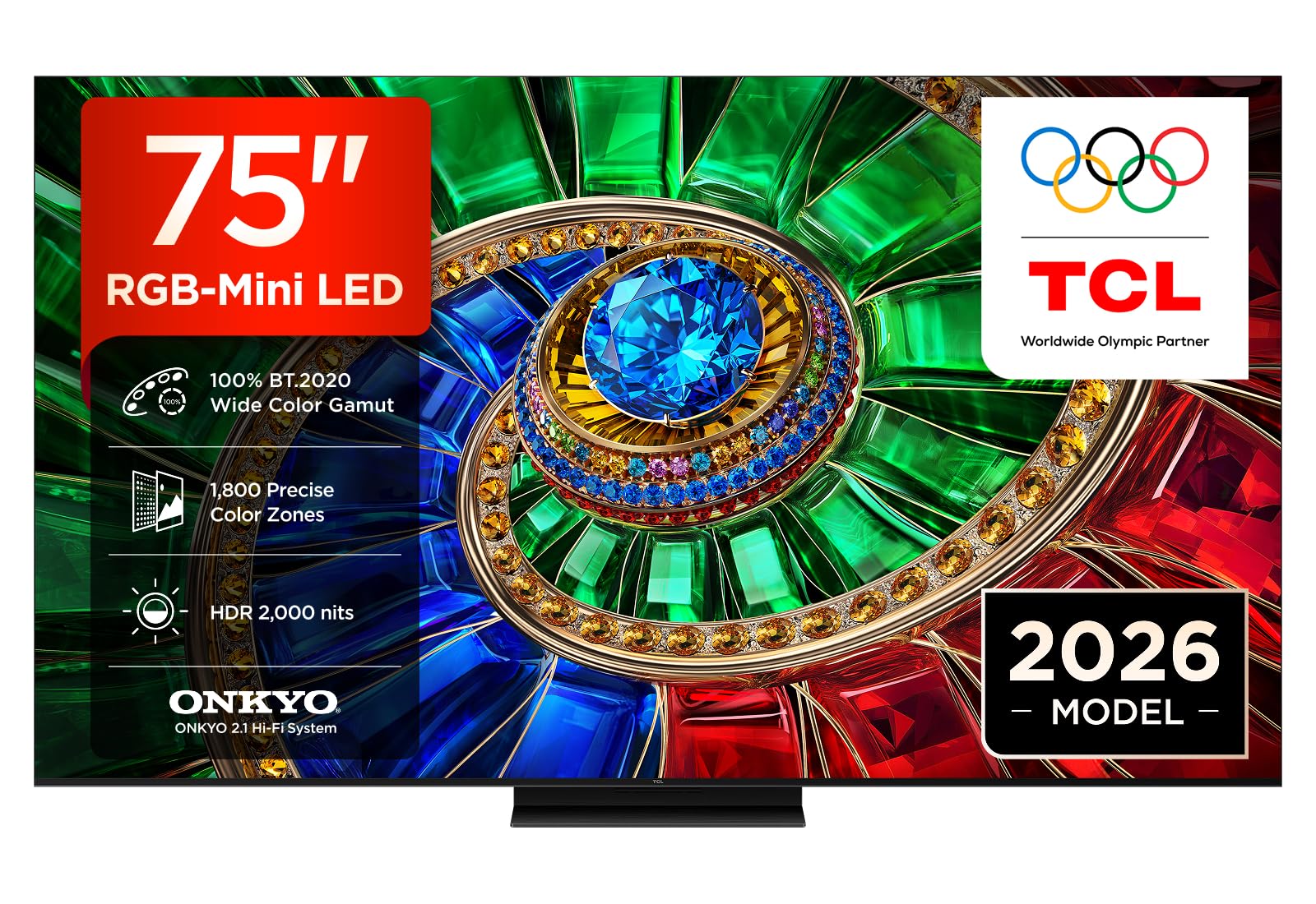 TCL 75RM7L – Smart TV RGB‑Mini LED 4K HDR10+ da 75", 2.000nit | 1,800 Precise Color Zones, Dolby Vision IQ & Atmos, 2.1 Onkyo Sound, Game Master, 144Hz VRR, Apple AirPlay 2