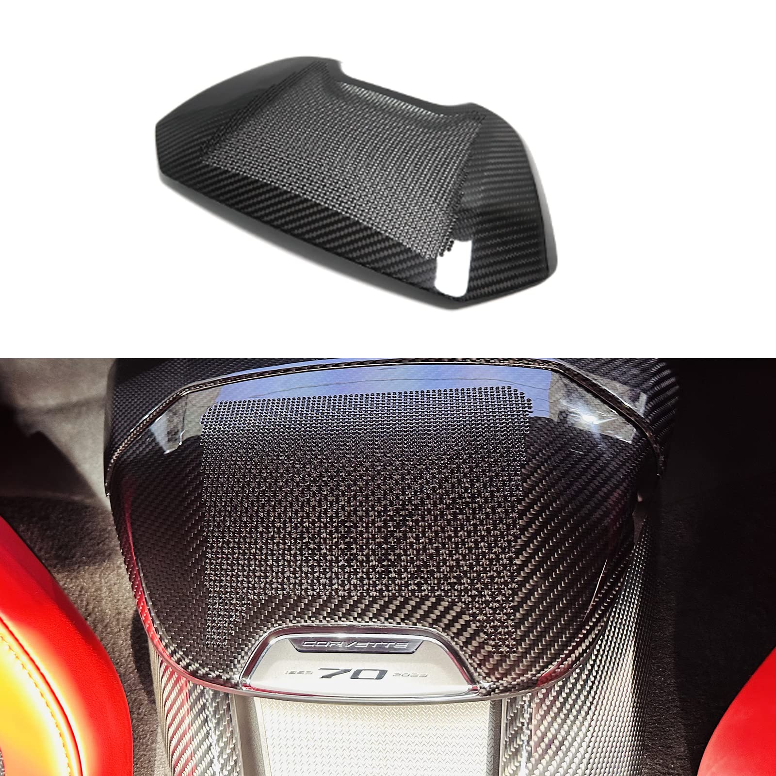 Yipmotiv Car Genuine Carbon Fiber Sound Speaker Cover for Corvette C8 Stingray Z06 Z51 E-Ray HTC Coupe 2020 2021 2022 2023 2024 2025 2026, Interior